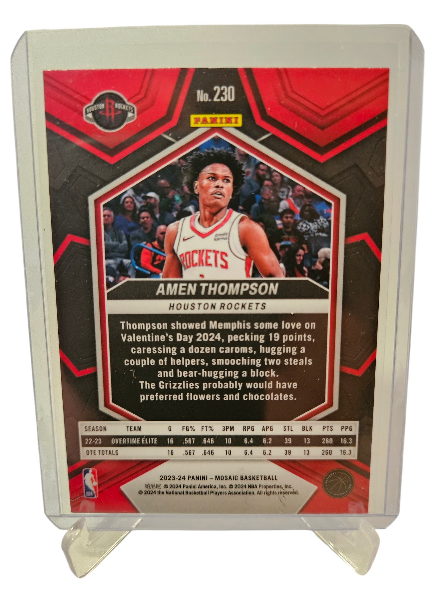 2023-24 Panini Mosaic #230 Amen Thompson Rookie Card