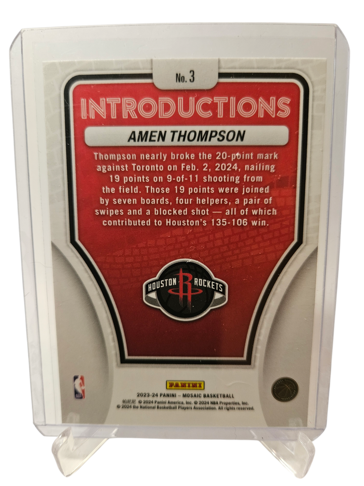 2023-24 Panini Mosaic #3 Amen Thompson Rookie Card Introductions