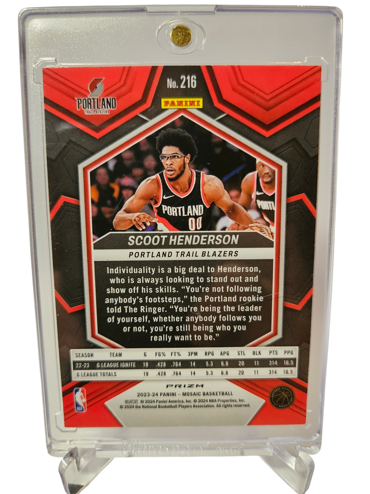 2023-24 Panini Mosaic #216 Scoot Henderson Rookie Card Silver Glitter Prizm SP