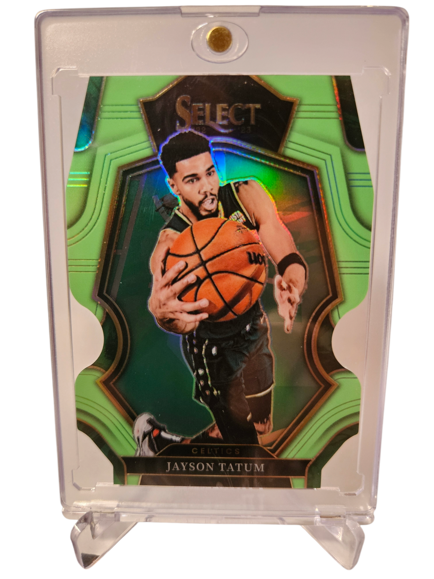 2022-23 Panini Select #155 Jayson Tatum Lime Green Prizm Die Cut 32/49