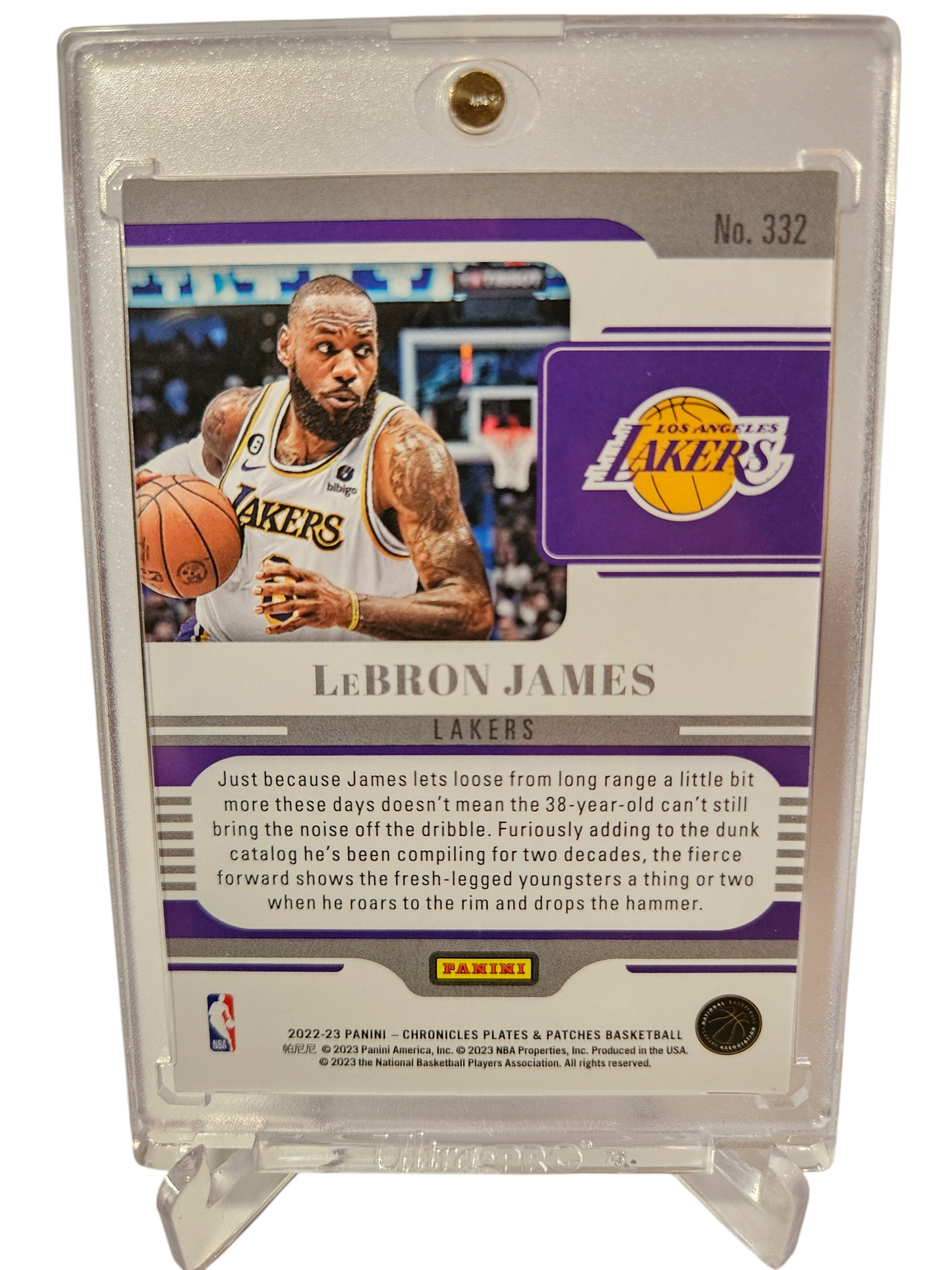 2022-23 Panini Chronicles #332 Lebron James Plates and Patches Purple 31/49