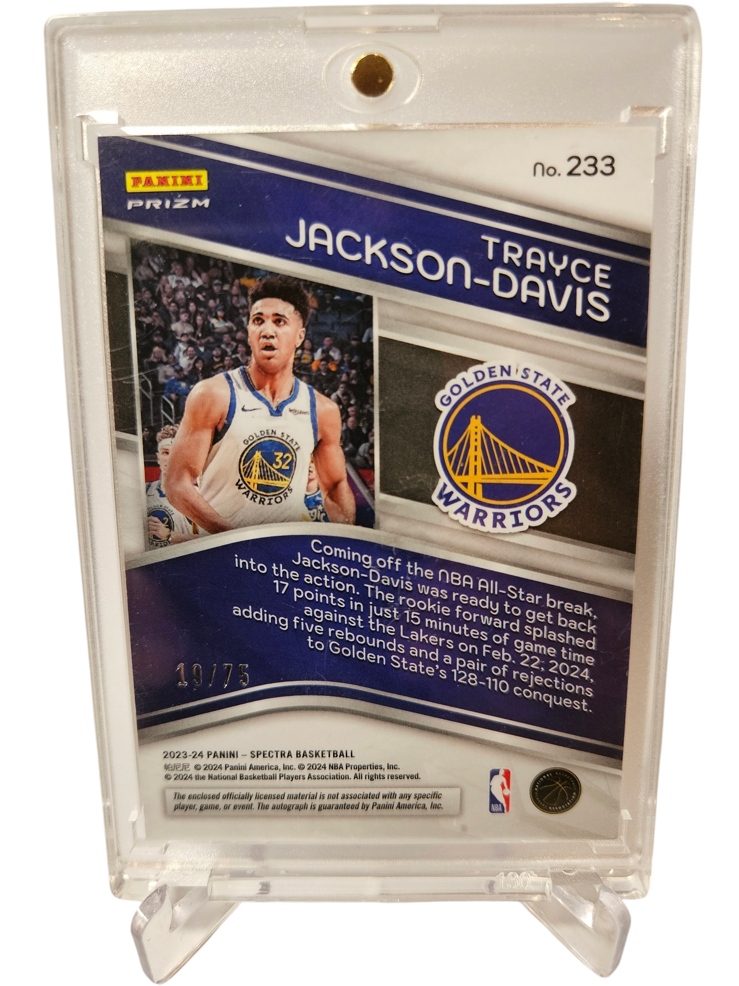 2023-24 Panini Spectra #233 Trayce Jackson-Davis RPA 19/75