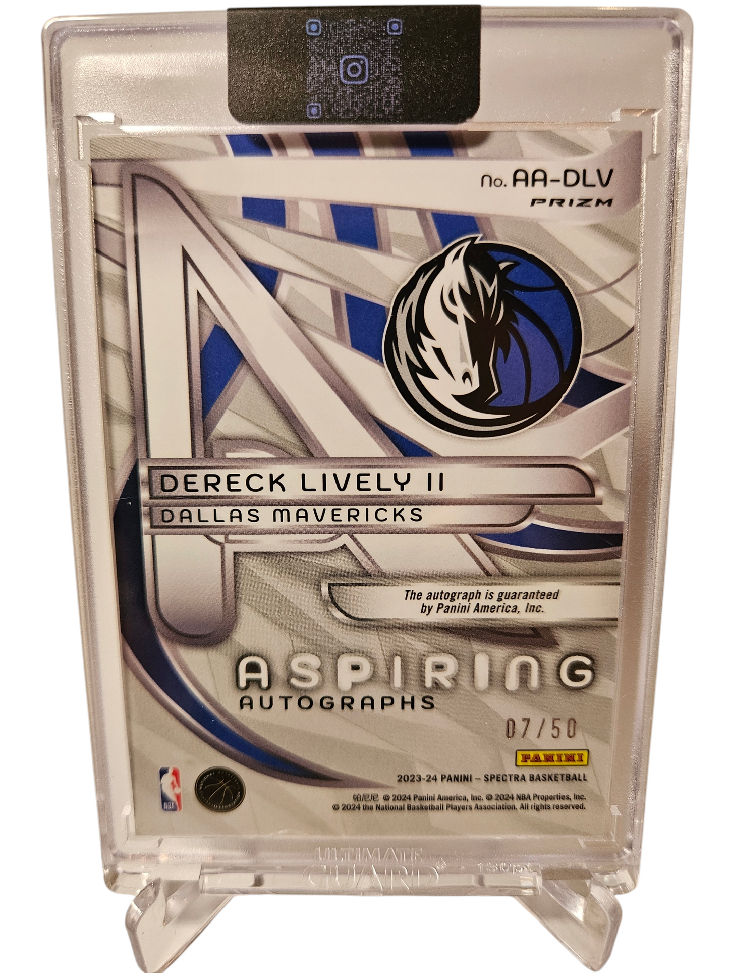 2023-24 Panini Spectra #AA-DLV Dereck Lively II Rookie Card Aspiring Autograph Green 07/50