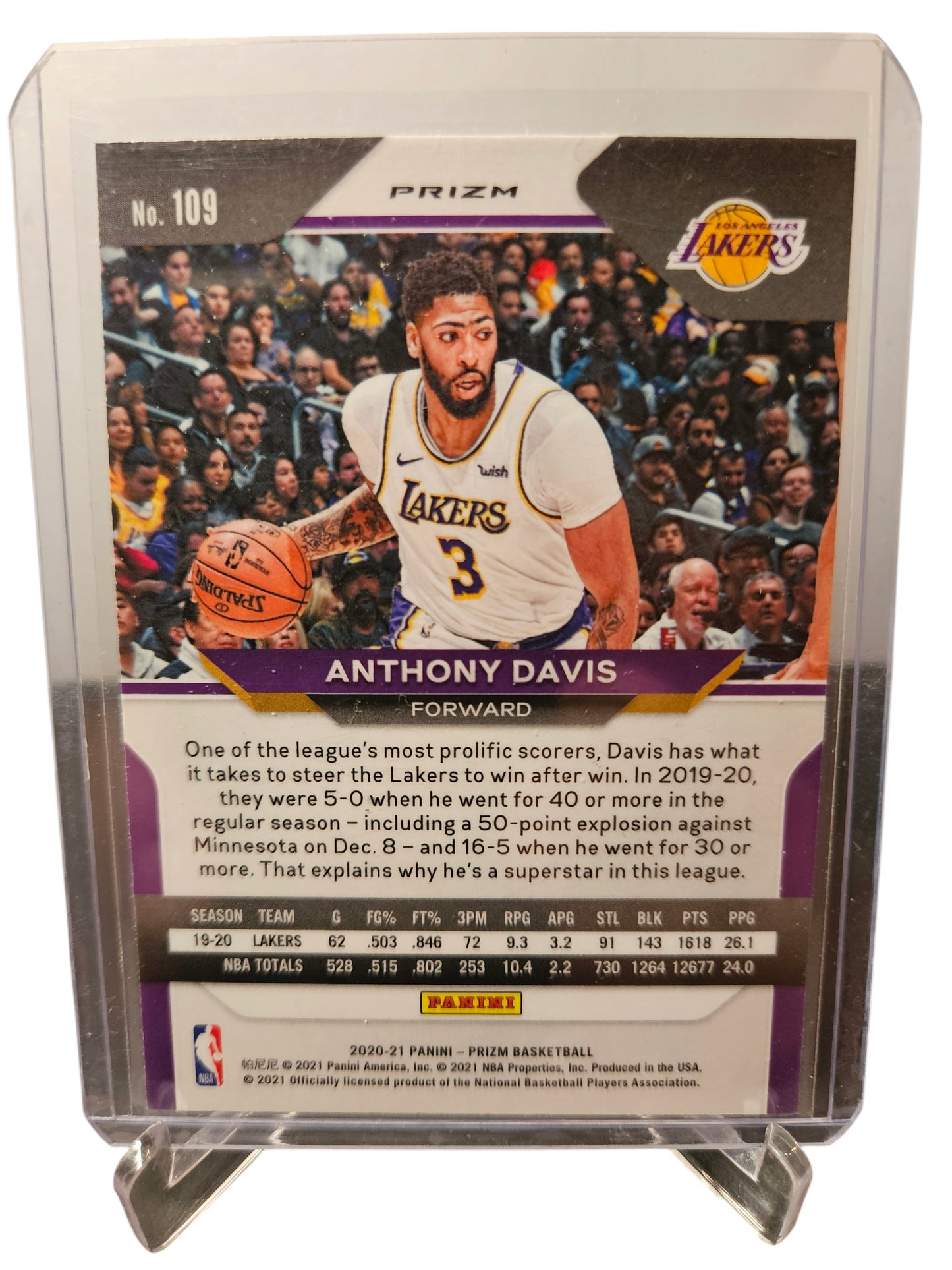 2020-21 Panini Prizm #109 Anthony Davis Tri Color Prizm