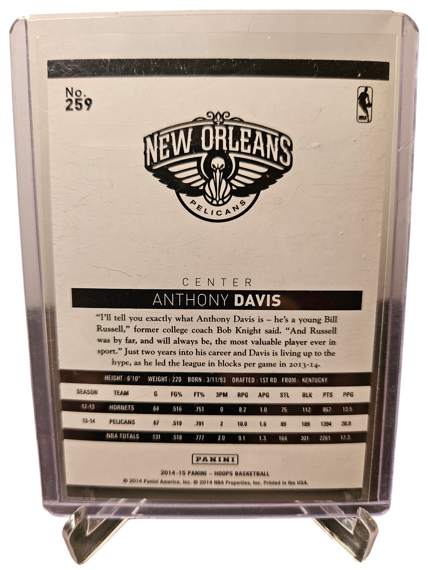 2014-15 Panini Hoops #259 Anthony Davis Silver Holo 054/399