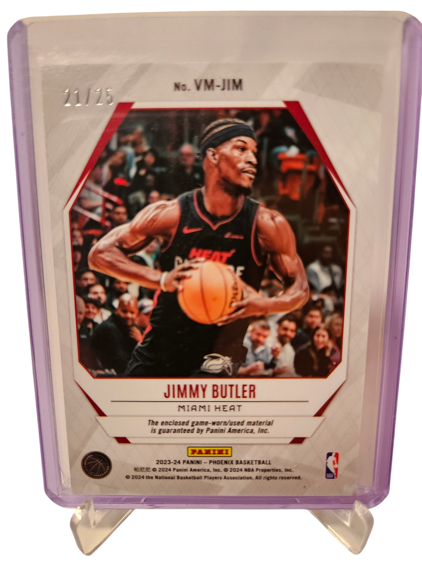 2023-24 Panini Phoenix #VM-JIM Jimmy Butler Purple Patch Game Worn 21/25