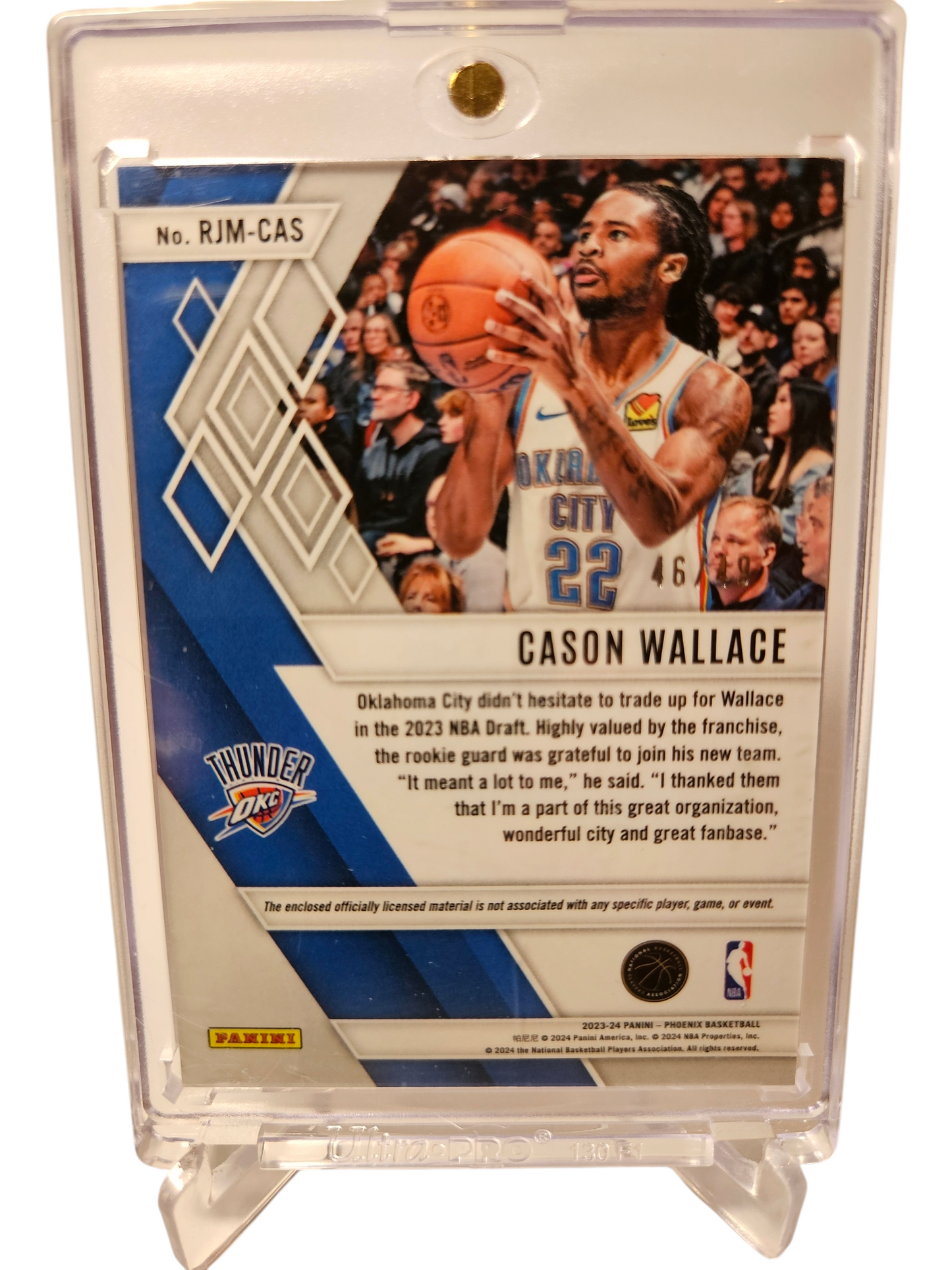 2023-24 Panini Phoenix #RJM-CAS Cason Wallace Rookie Card Patch Gold 46/49