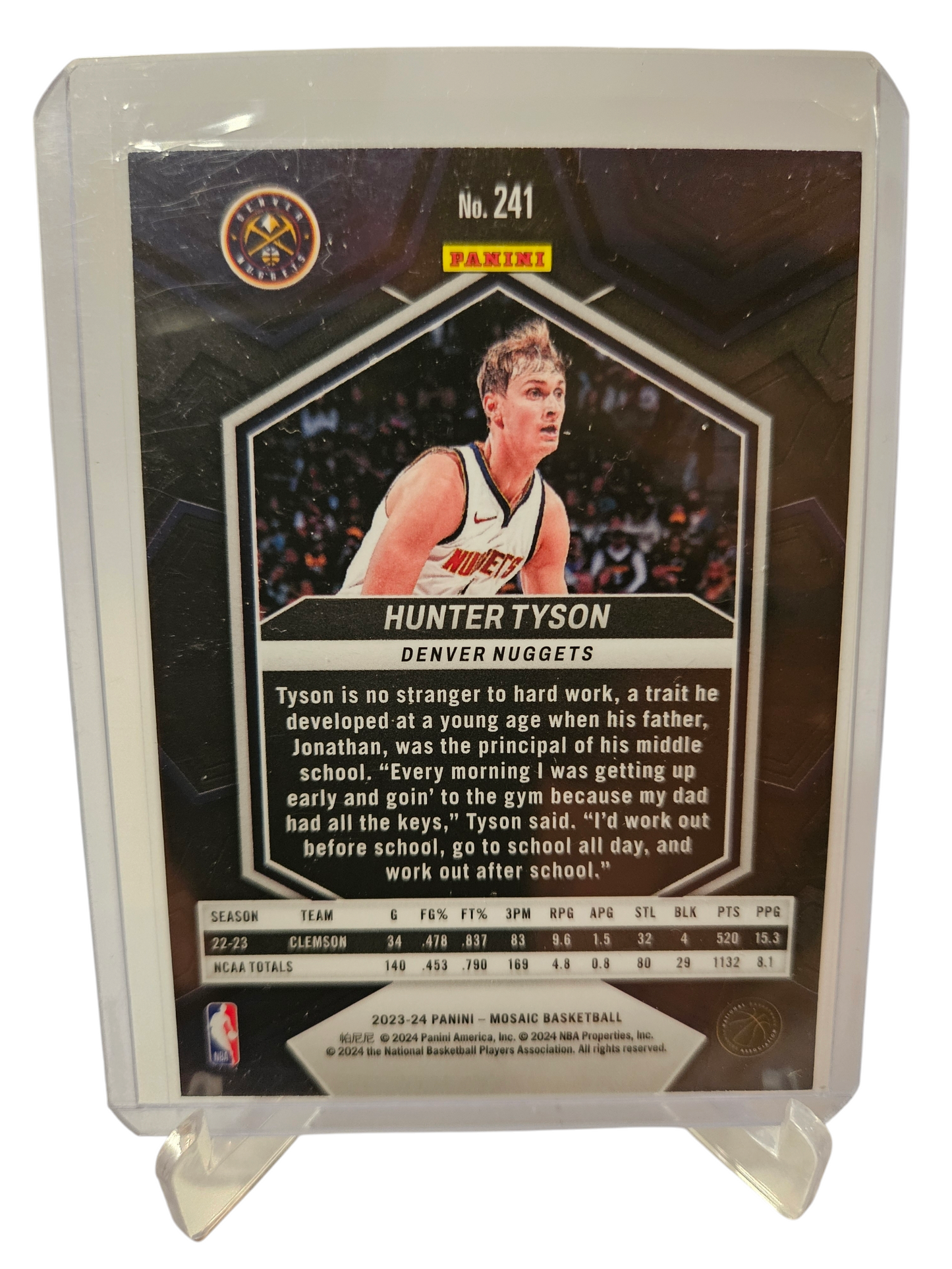 2023-24 Panini Mosaic #241 Hunter Tyson Rookie Card