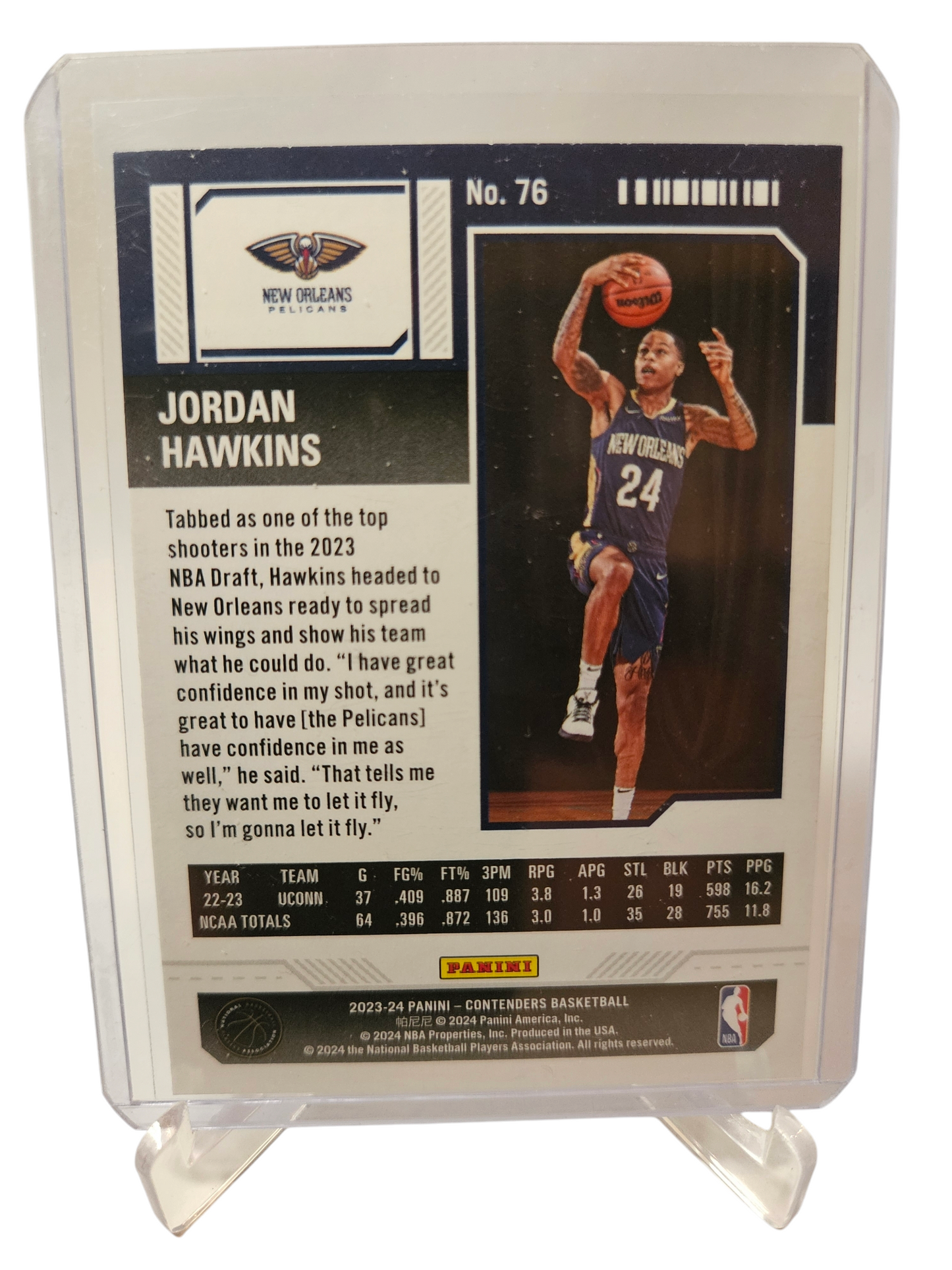 2023-24 Panini Contenders #76 Jordan Hawkins Rookie Card Season Ticket