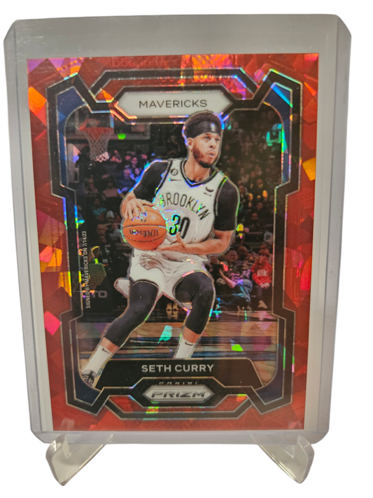 2023-24 Panini Prizm #219 Seth Curry Red Cracked Ice Prizm