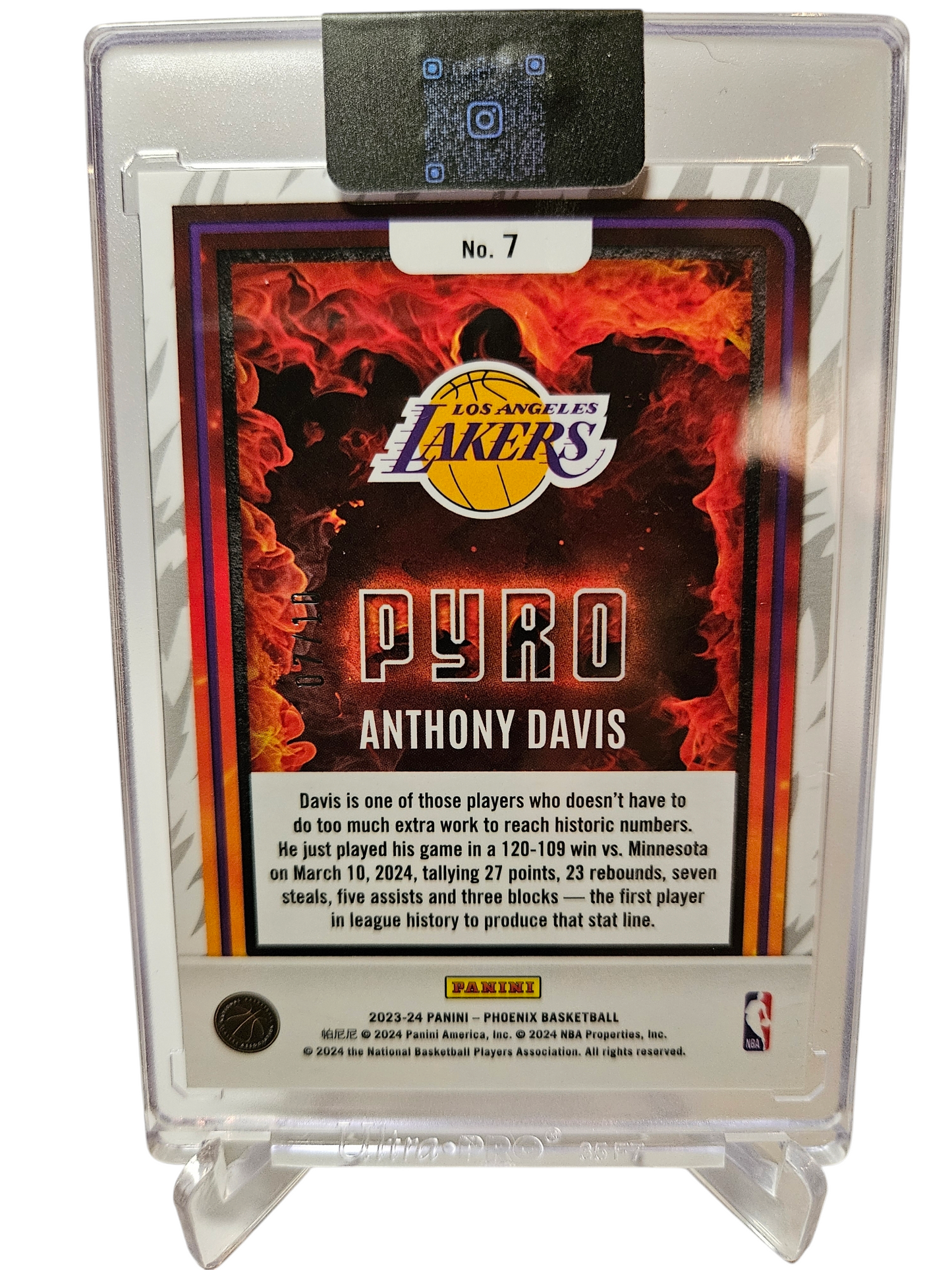 2023-24 Panini Phoenix International #7 Anthony Davis Pyro Gold Scope 07/10