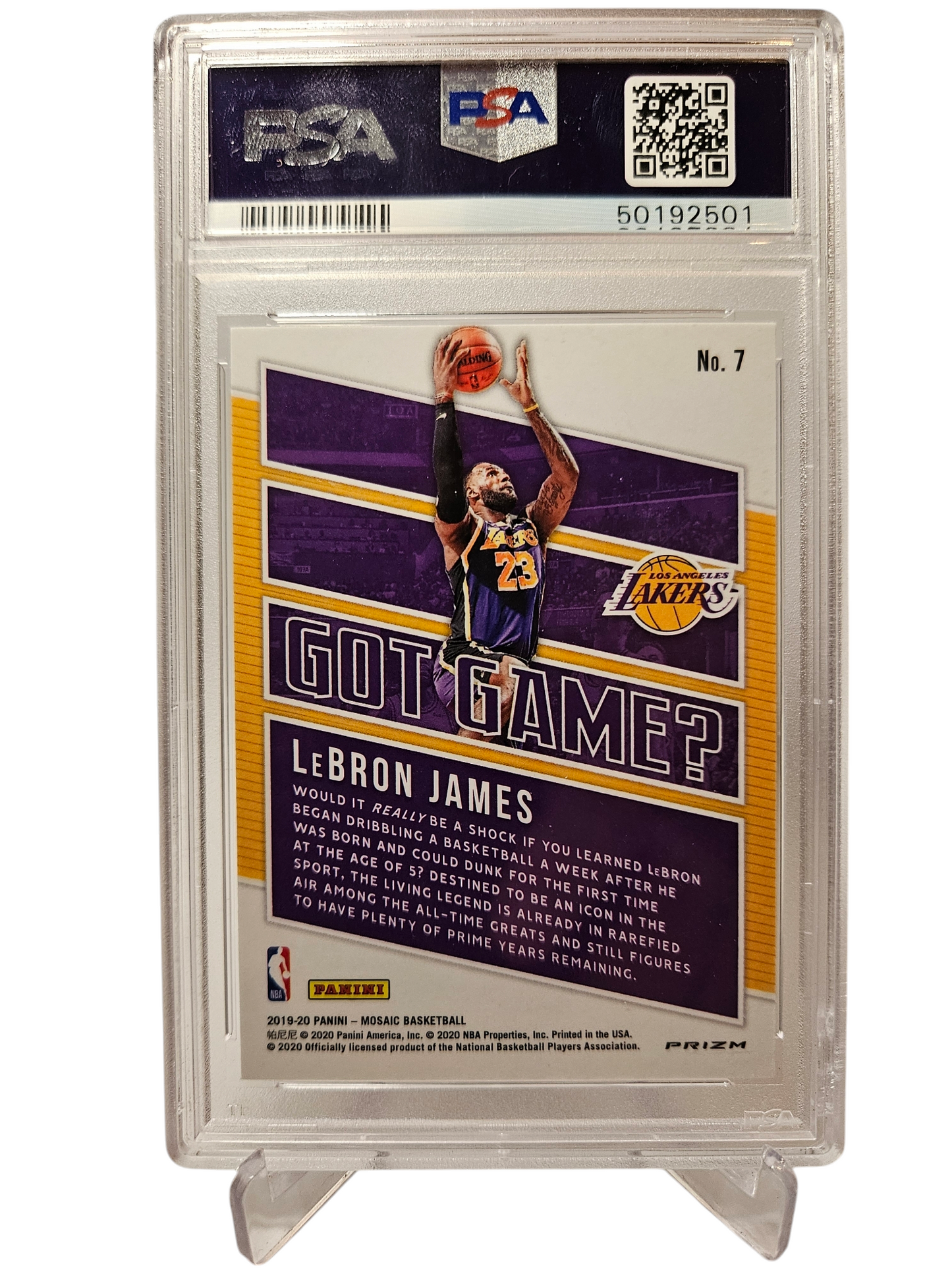 2019-20 Panini Mosaic #7 Lebron James Got Game Green Mosaic Prizm PSA10