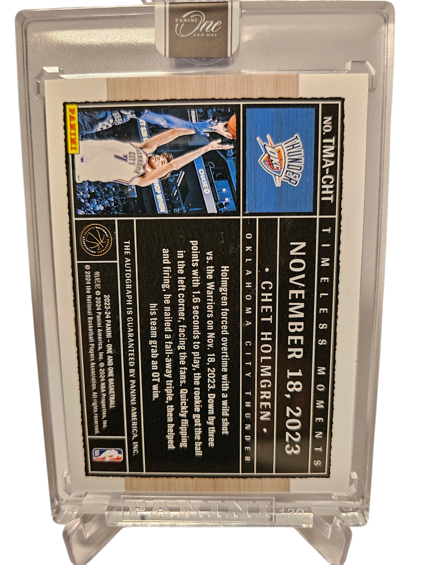 2023-24 Panini One and One #TMA-CHT Chet Holmgren Timeless Moments On Card Autograph 03/25