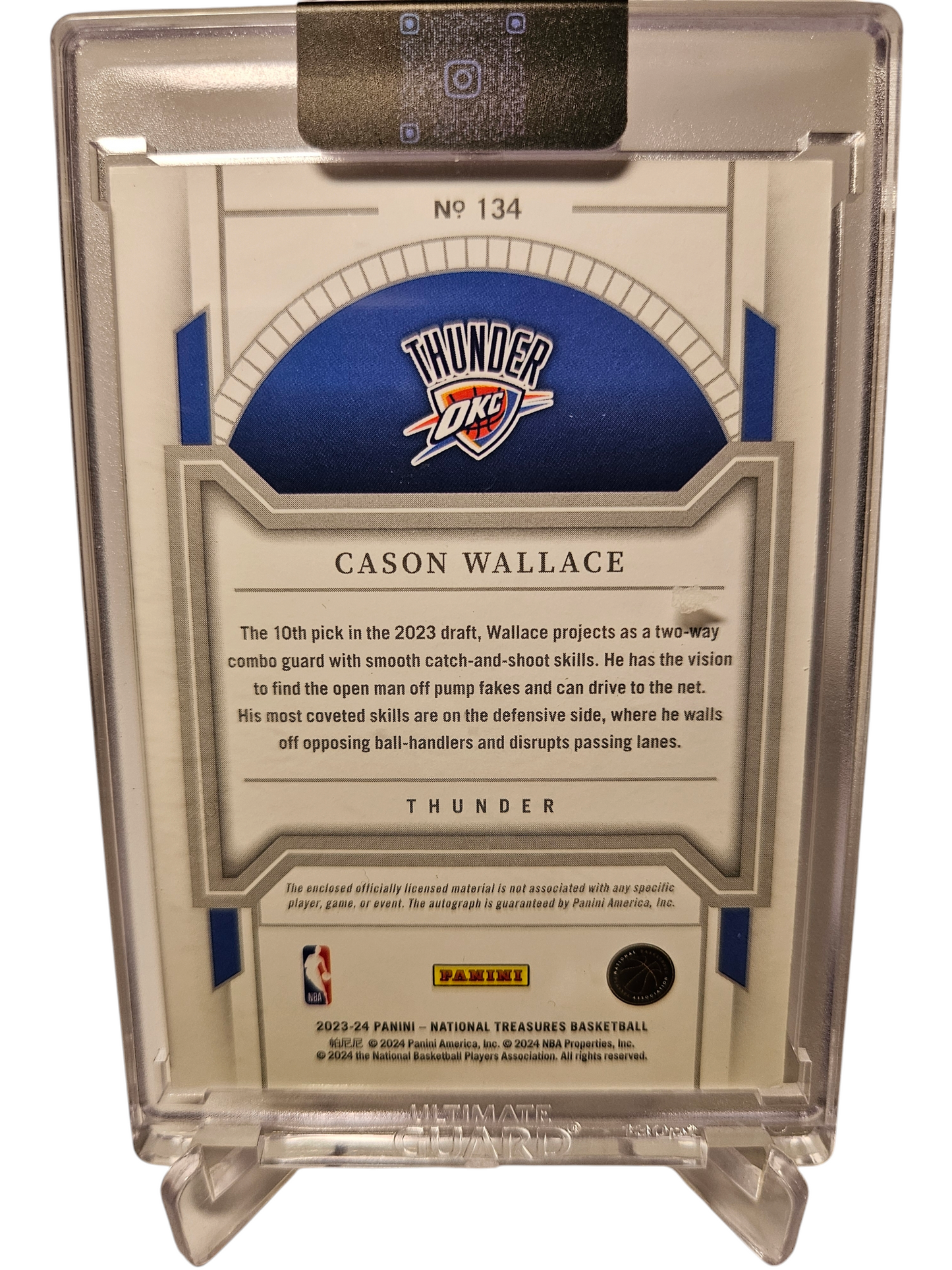 2023-24 Panini National Treasures #134 Cason Wallace True RPA On Card 17/99