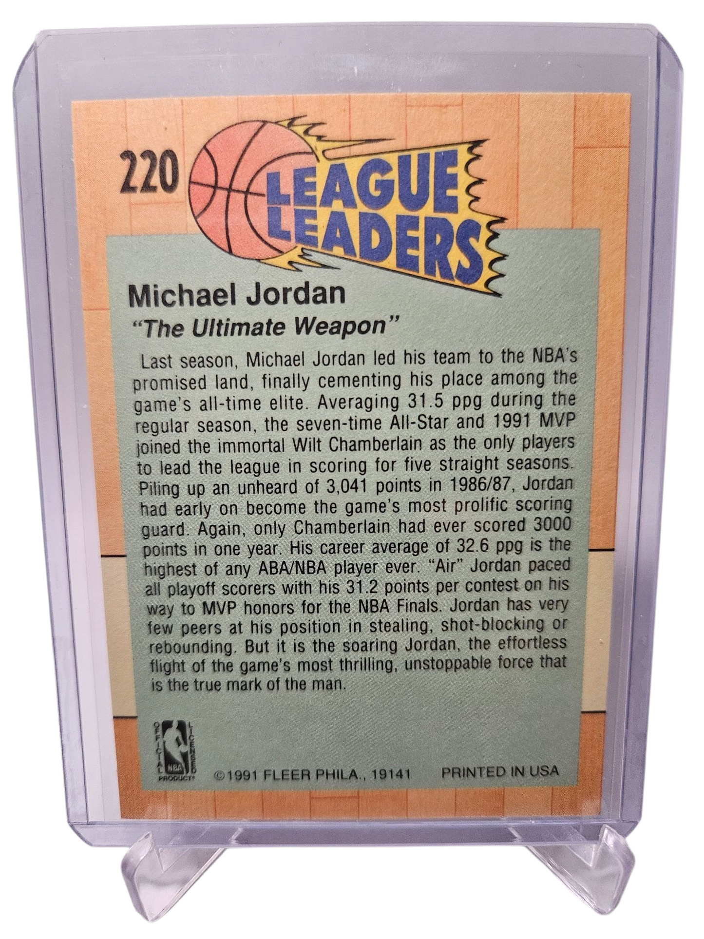 1991 Fleer #220 Michael Jordan League Leader The Ultimate Weapon