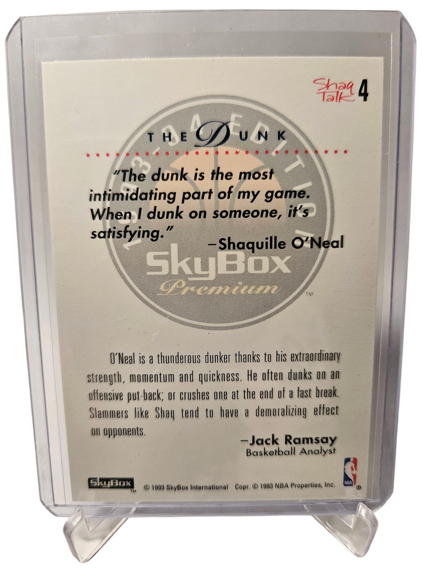1994 Skybox #4 Shaquille O'Neal Shaq Talk The Dunk