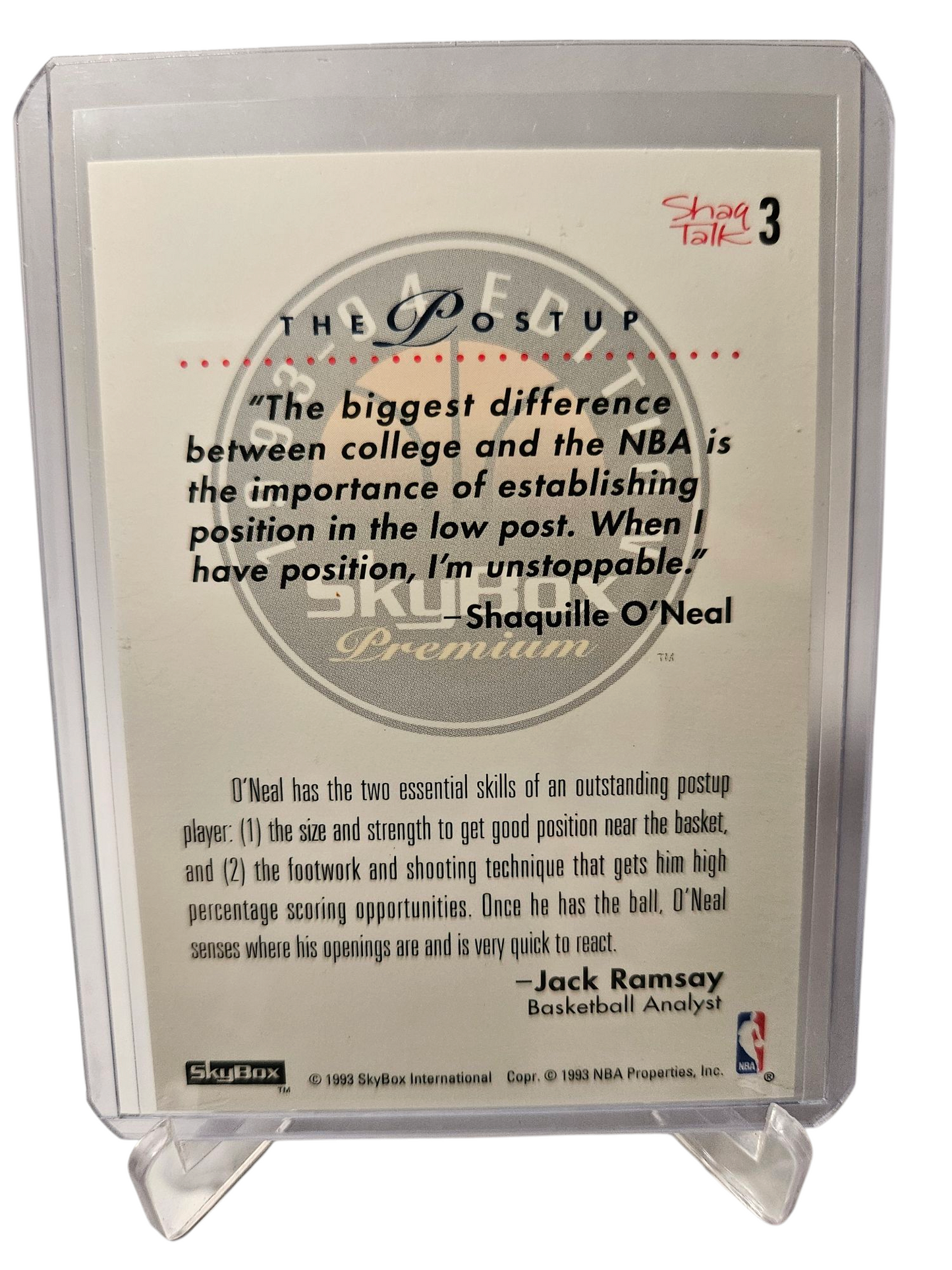 1994 Skybox #3 Shaquille O'Neal Shaq Talk The Post Up