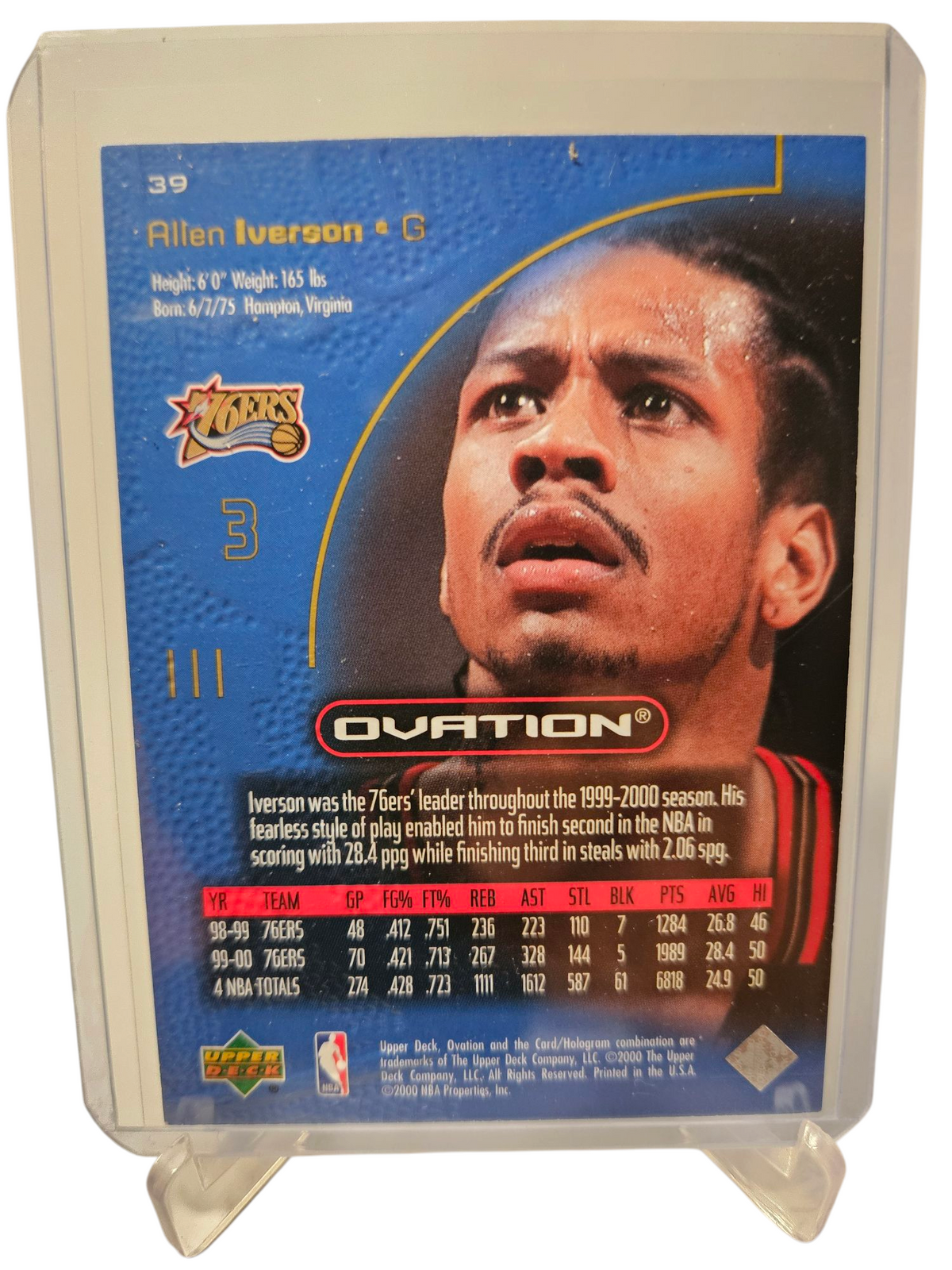 2000 Upper Deck #39 Allen Iverson Ovation