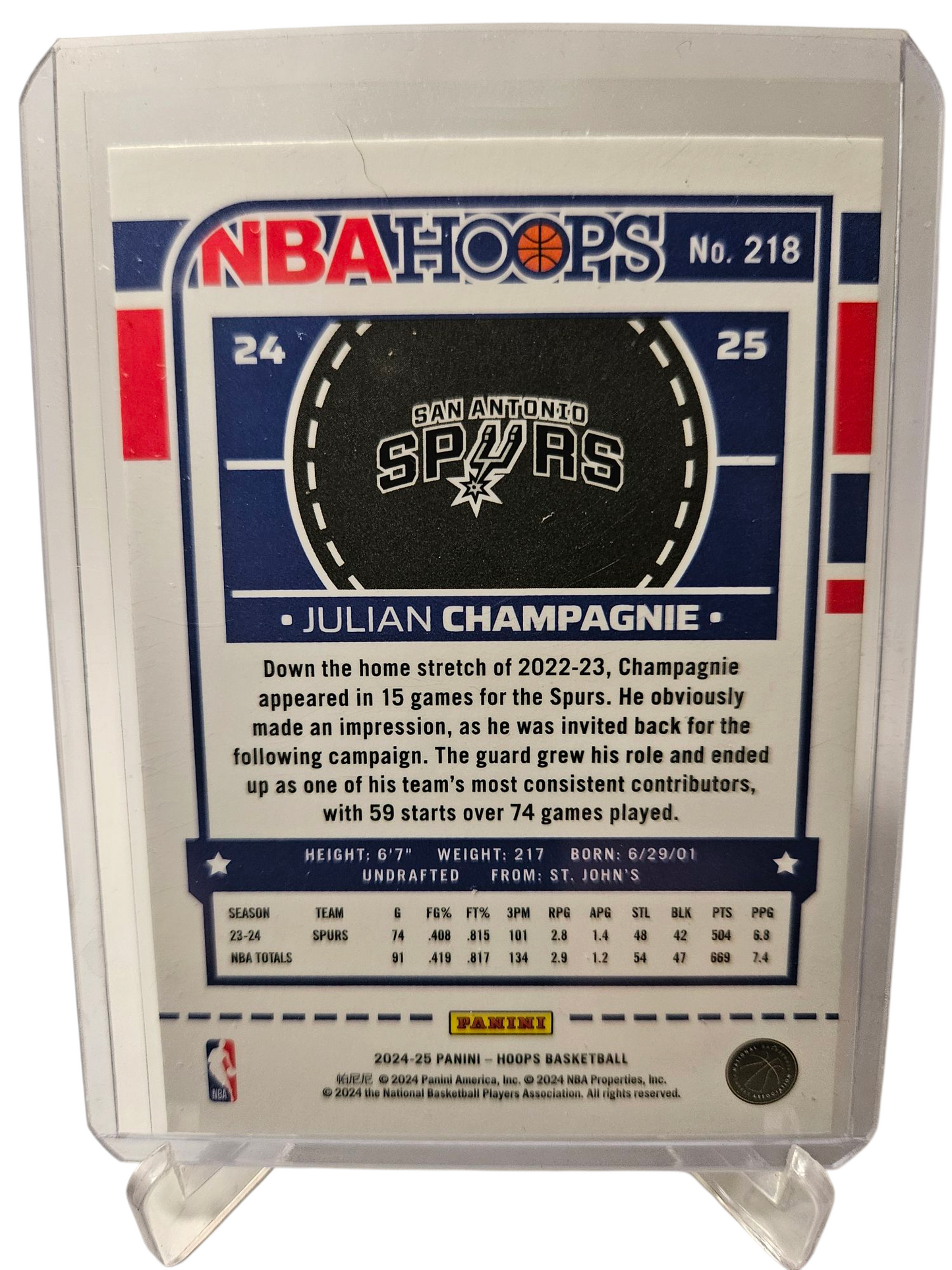 2024-25 Panini Prizm #218 Julian Champagnie Hoops Premium