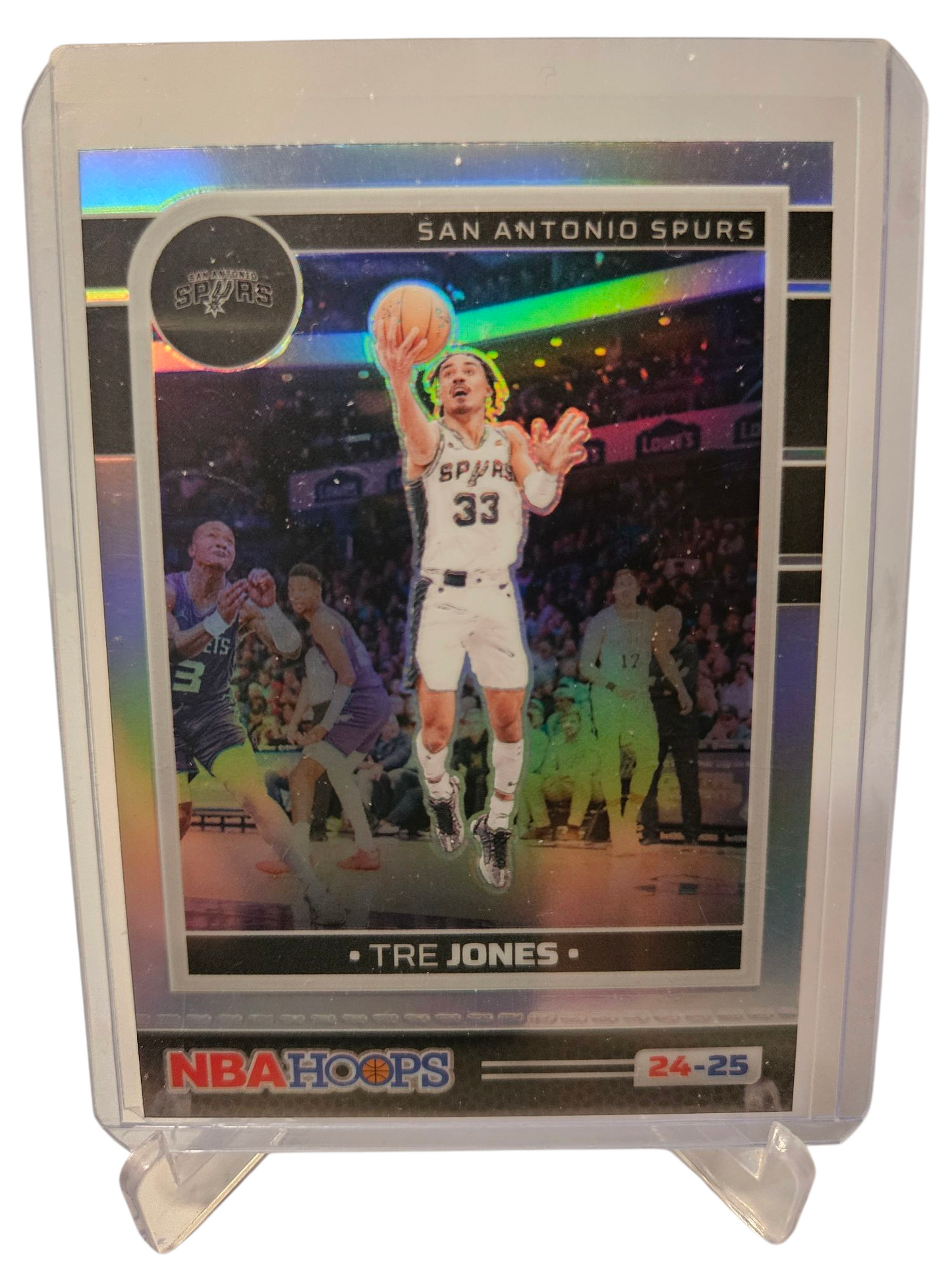 2024-25 Panini Hoope #83 Tre Jones Hoops Premium Silver Holo Prizm