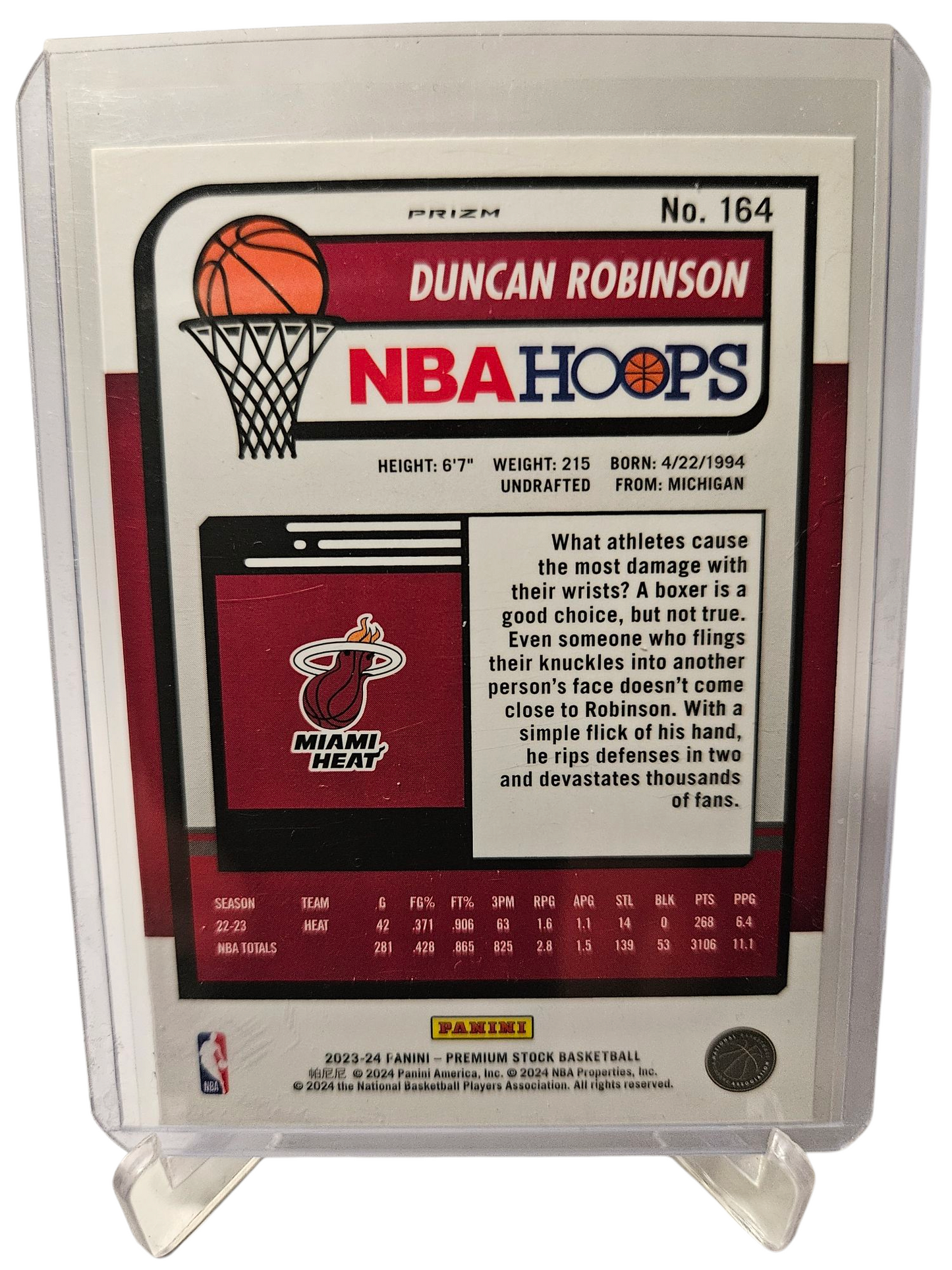 2023-24 Panini Hoops Premium Stock #164 Duncan Robinson Silver Cracked Ice Prizm