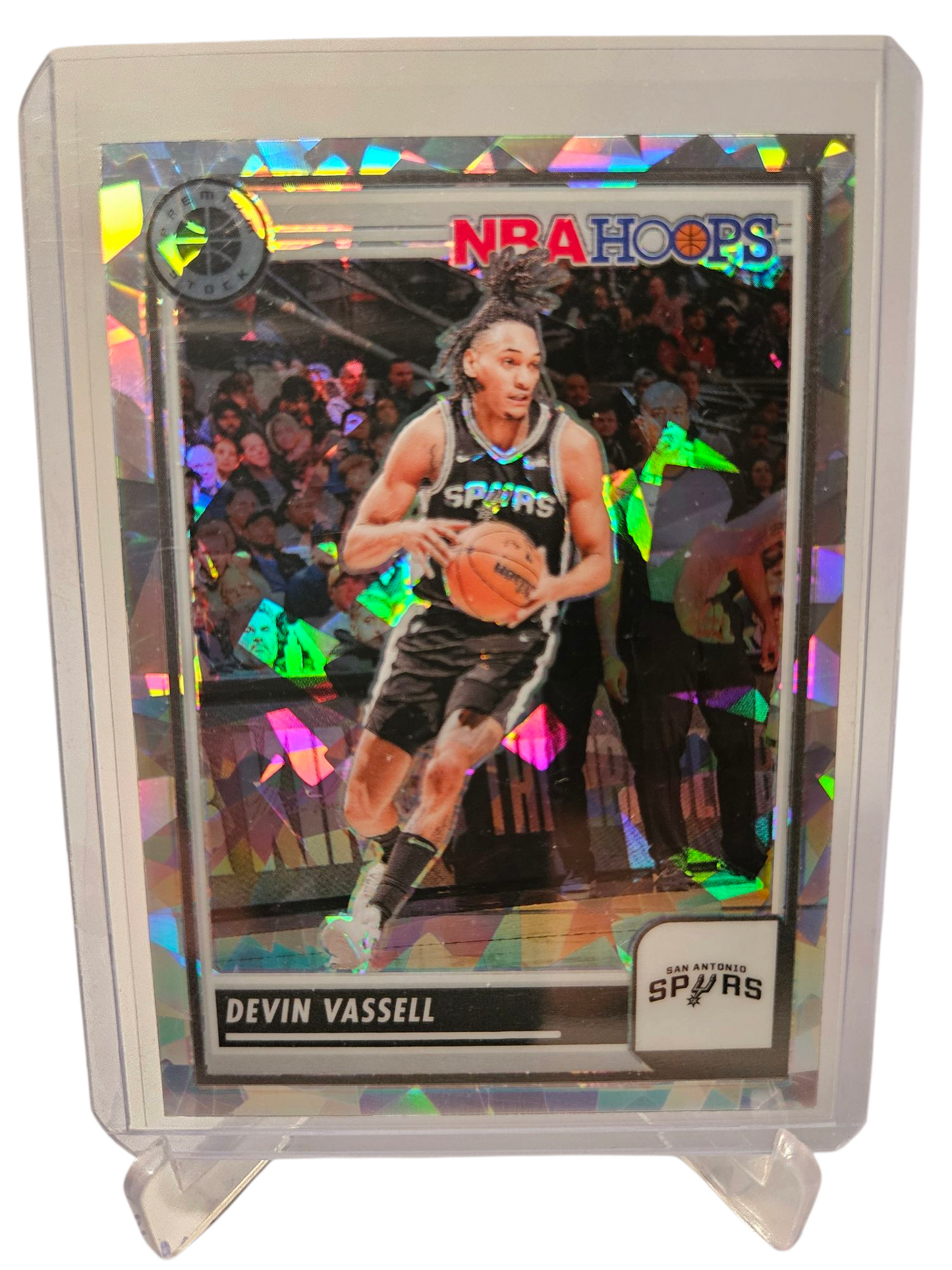 2023-24 Panini Hoops Premium Stock #232 Devin Vassell Silver Cracked Ice Prizm