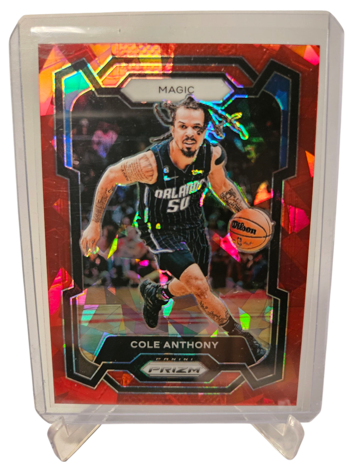 2023-24 Panini Prizm #16 Cole Anthony Red Cracked Ice Prizm