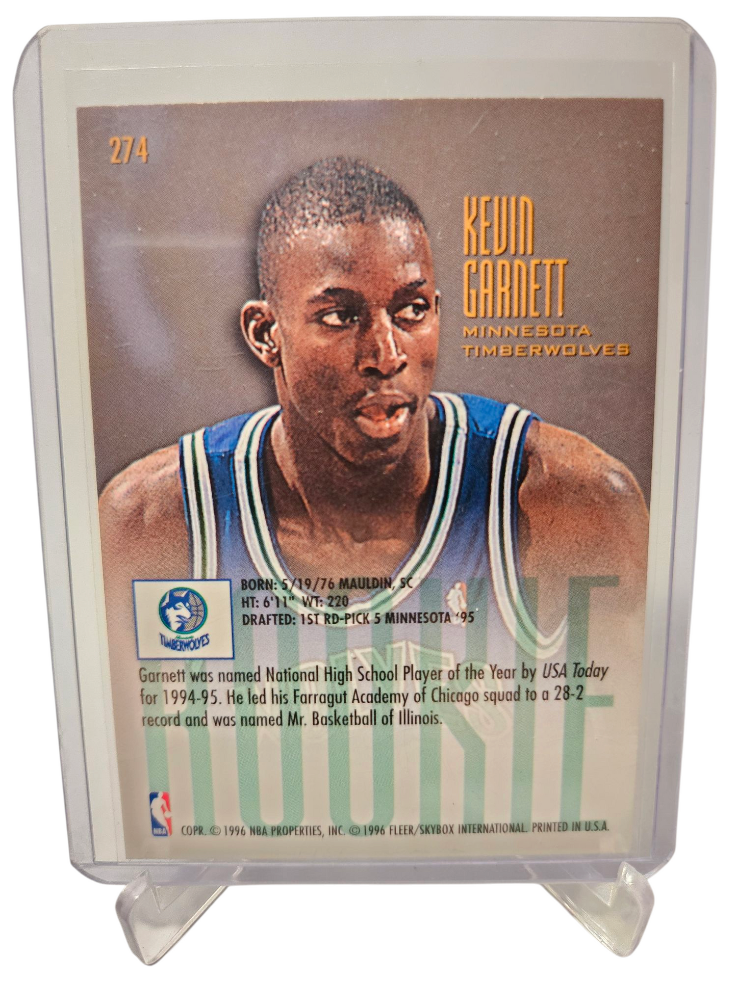1995-96 Fleer Ultra #274 Kevin Garnett Rookie Card