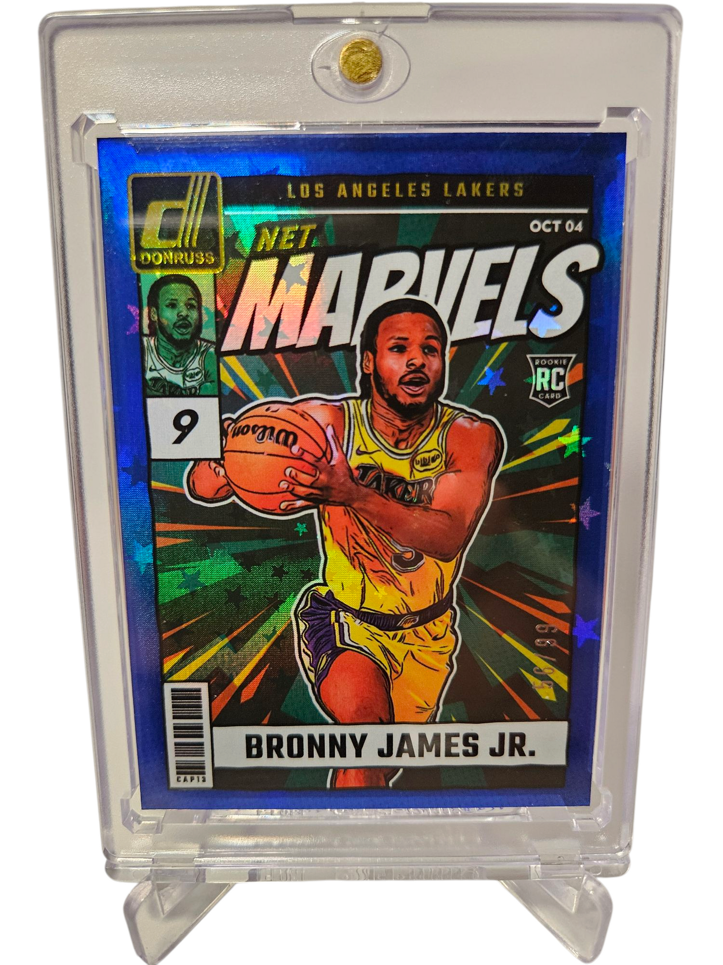 2024-25 Panini Donruss #11 Bronny James JR Rookie Card Net Marvels Blue 56/99