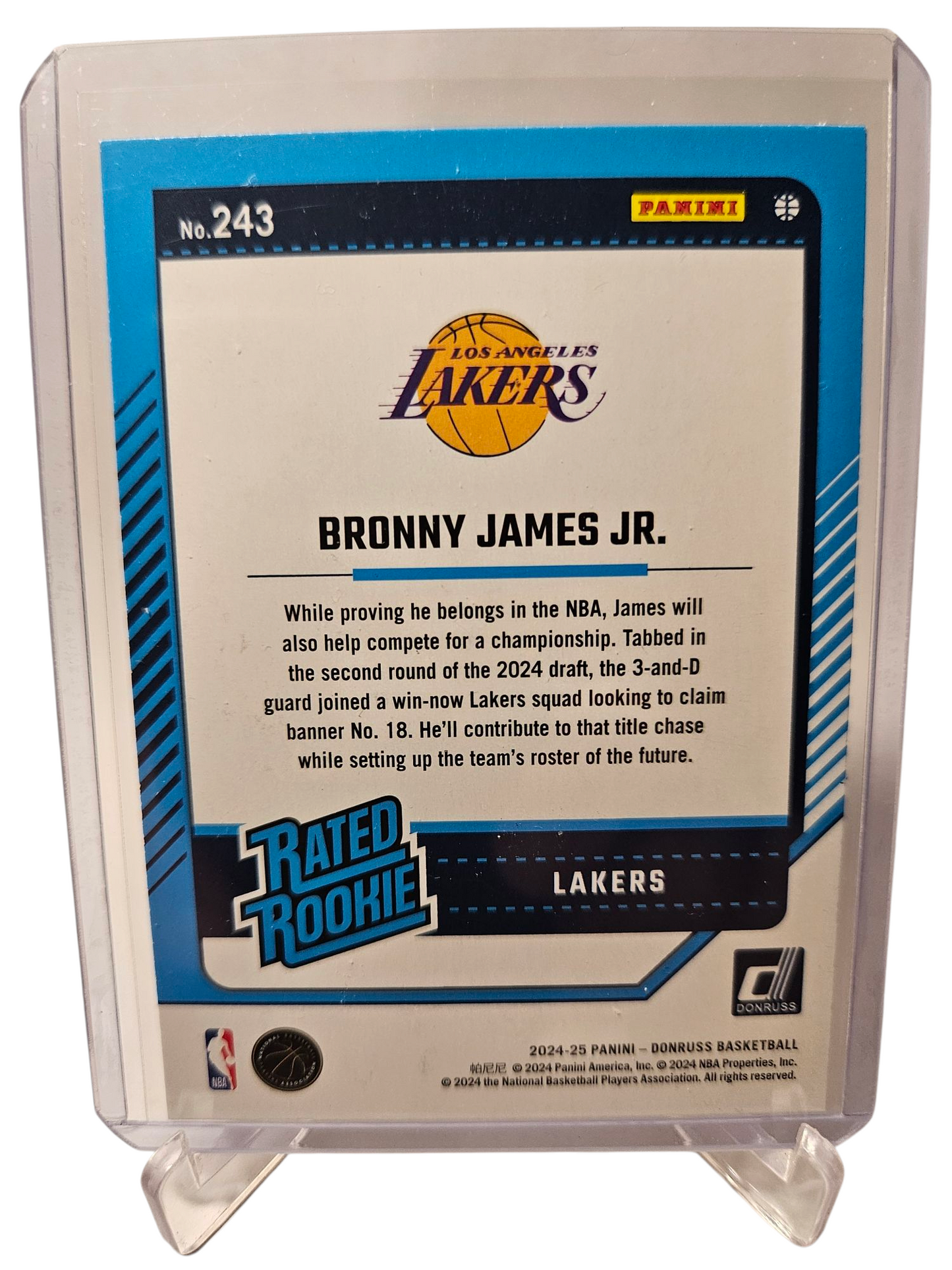 2024-25 Panini Donruss #243 Bronny James JR Rookie Card Rated Rookie Red