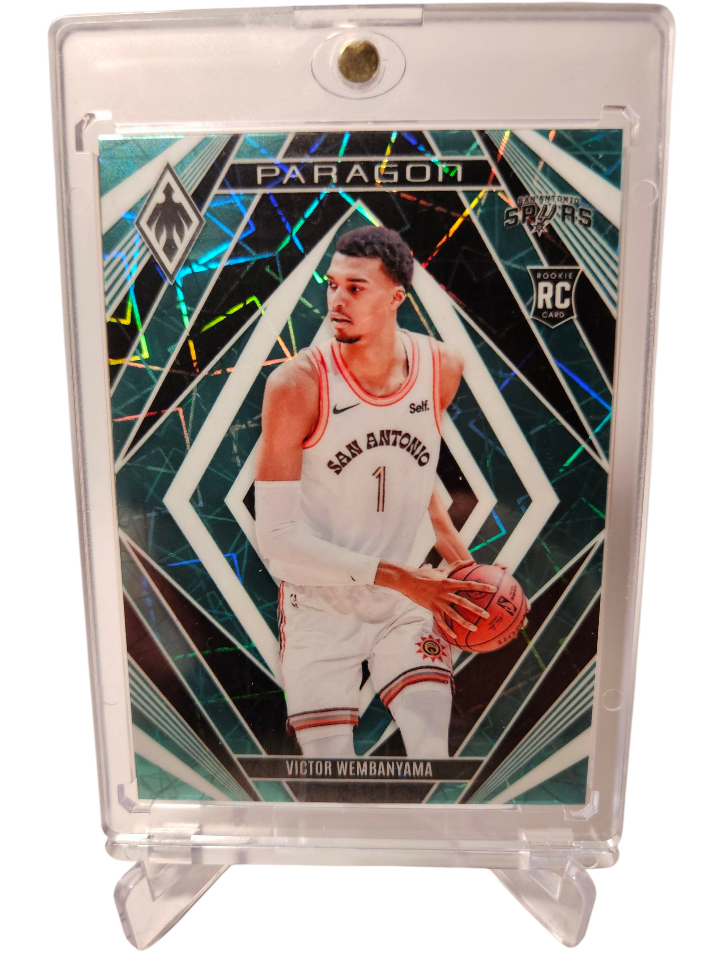 2023-24 Panini Phoenix #13 Victor Wembanyama Rookie Card Paragon Teal Velocity