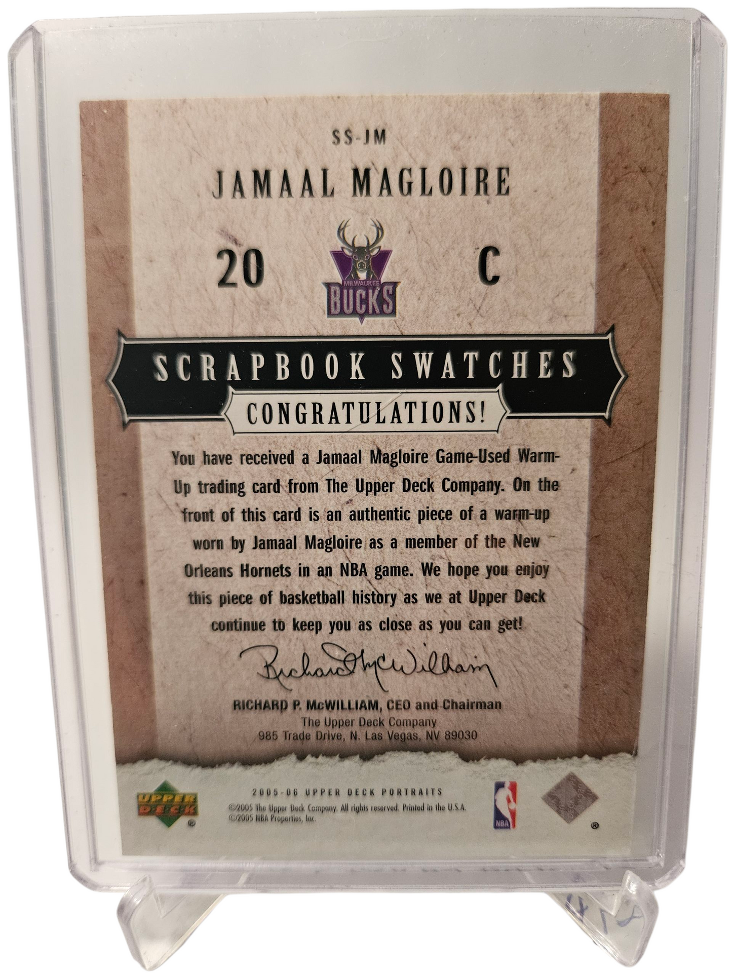 2005-06 Upper Deck #SS-JM Jamal Magloire Scrapbook Swatches Game Used Patch