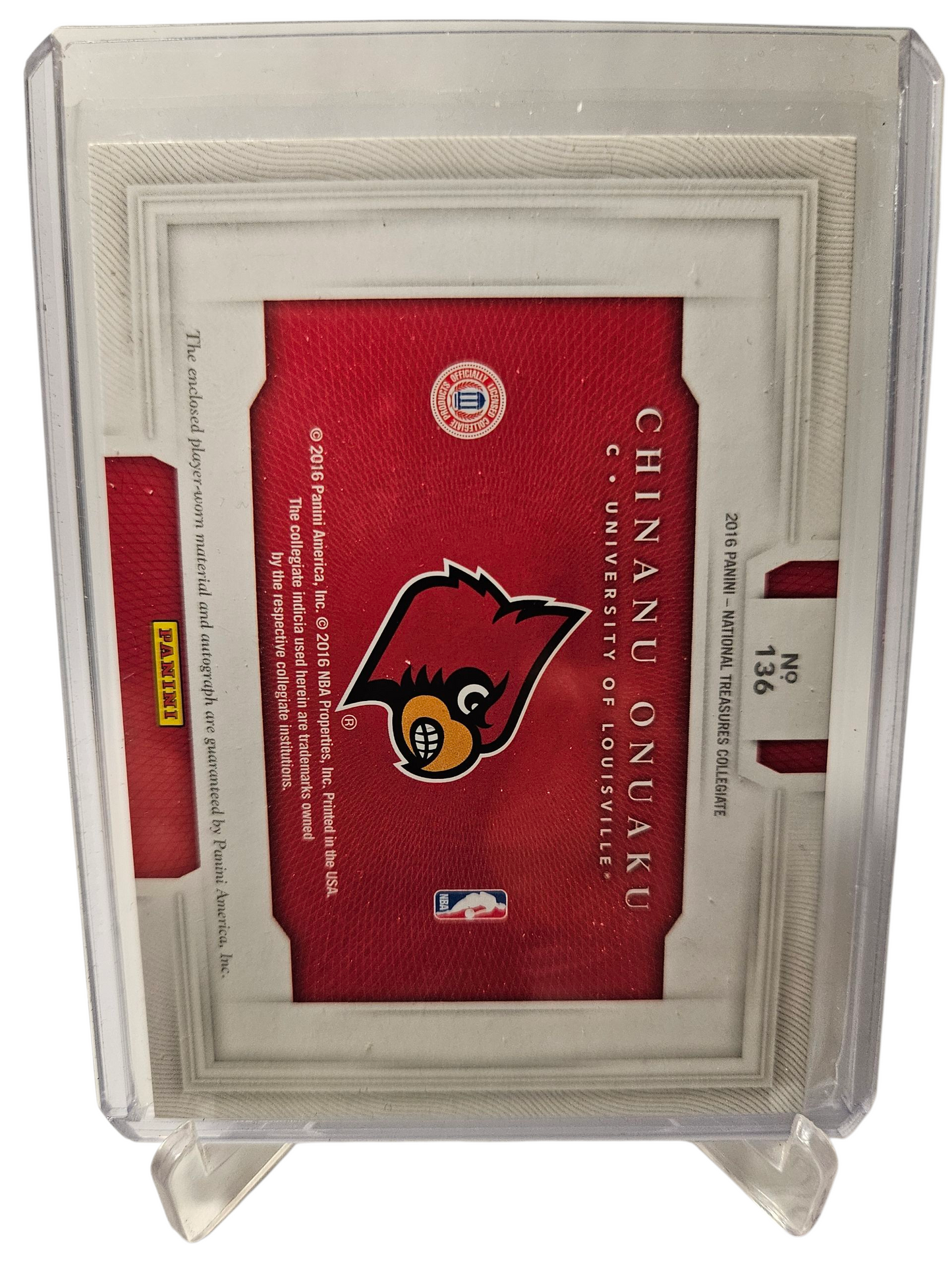 2016 Panini National Treasures #136 Chinanu Onuaku RPA Player Worn On Card Autograph 17/25