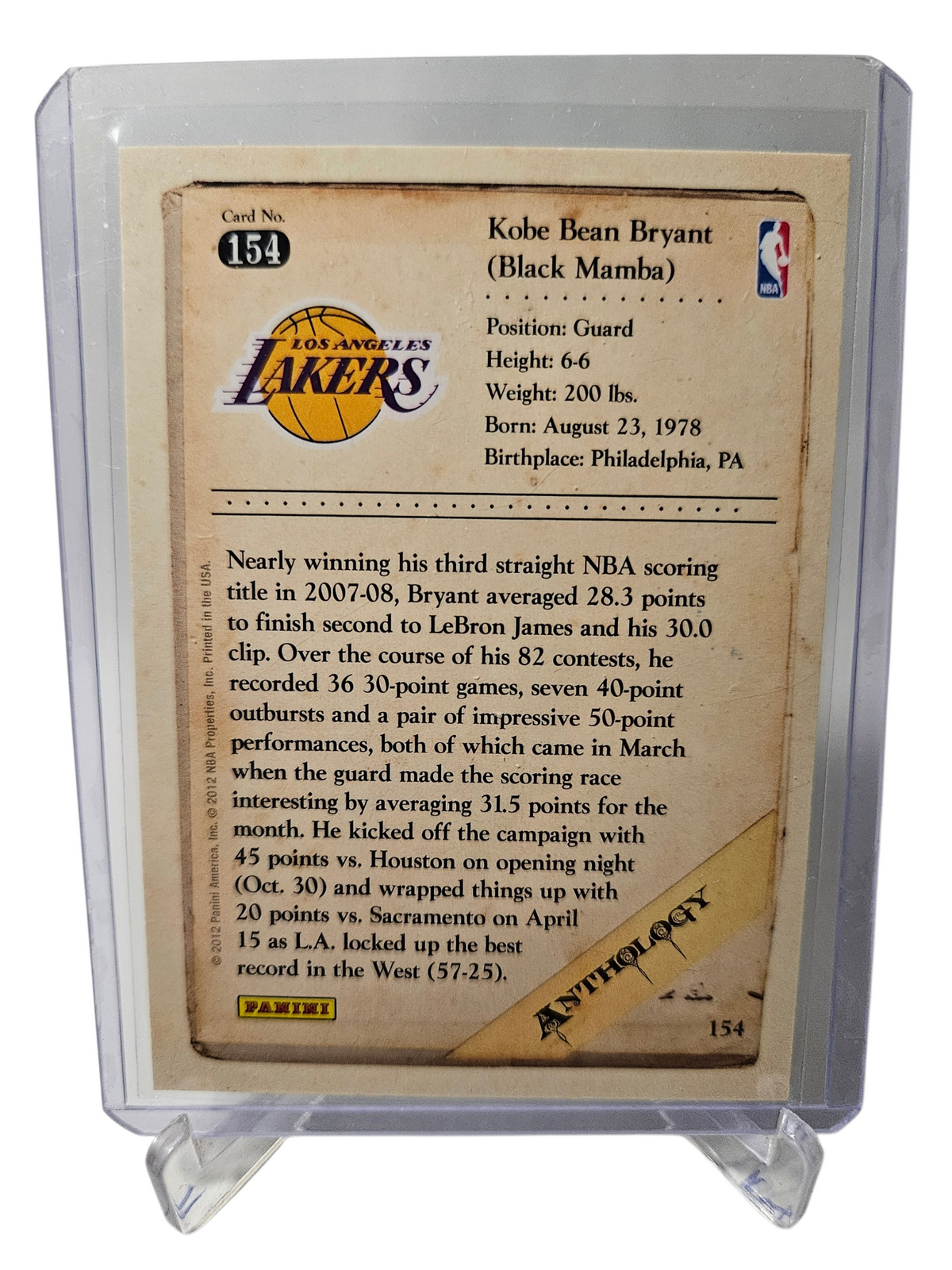 2012 Panini #154 Kobe Bryant Anthology