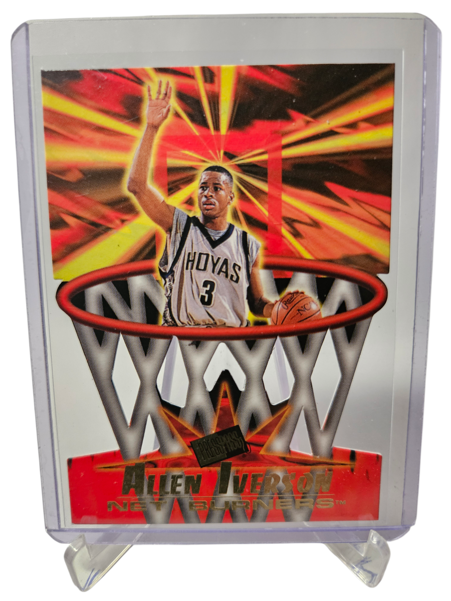 1996 Press Pass #41 of 45 Allen Iverson Rookie Card Die Cut Net Burners