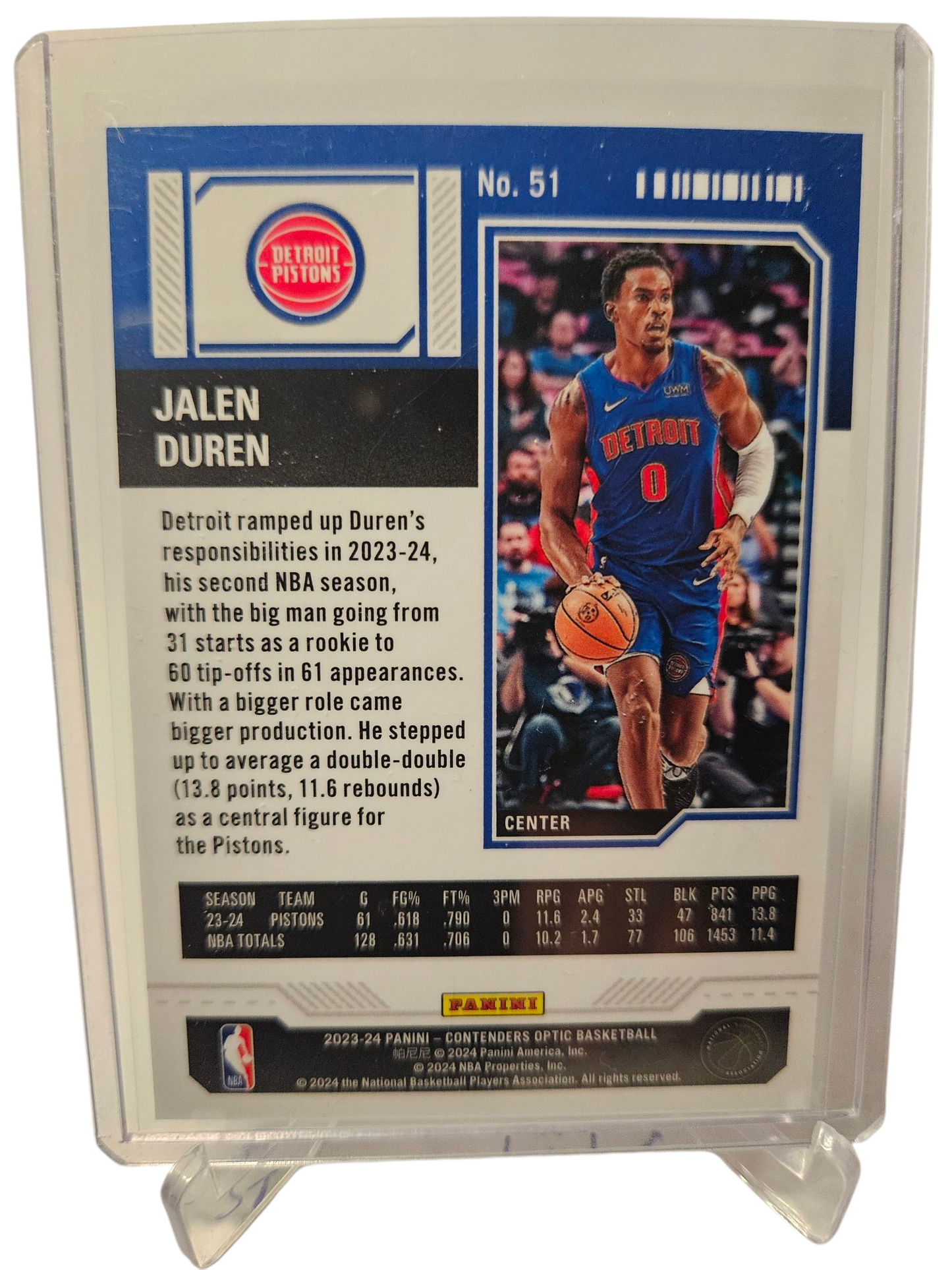 2023-24 Panini Contenders Optic #51 Jalen Duren Season Ticket