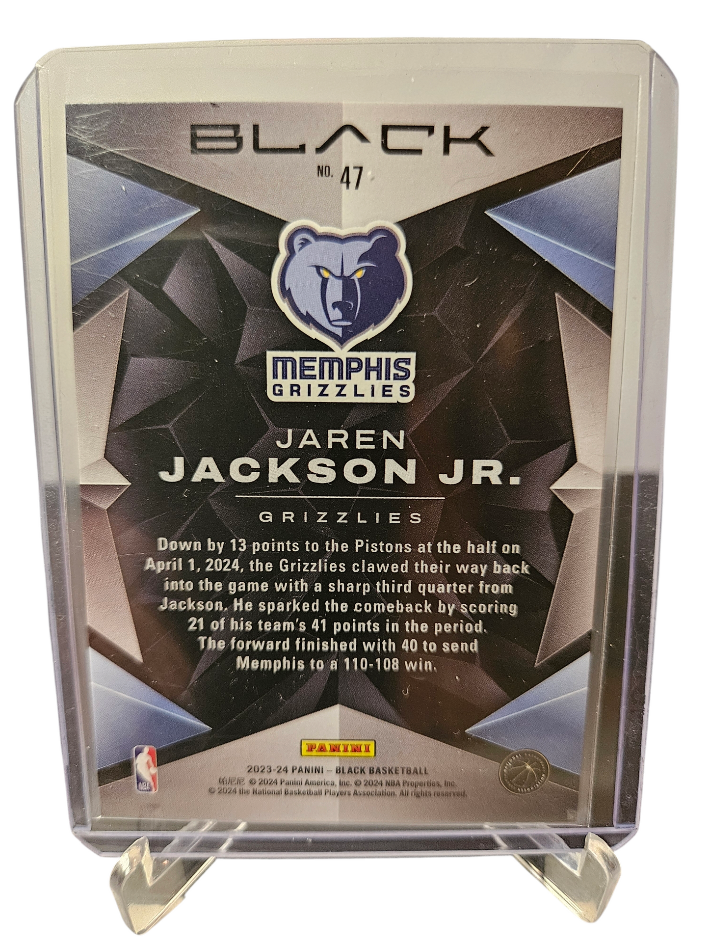 2023-24 Panini Black #47 Jaren Jackson JR