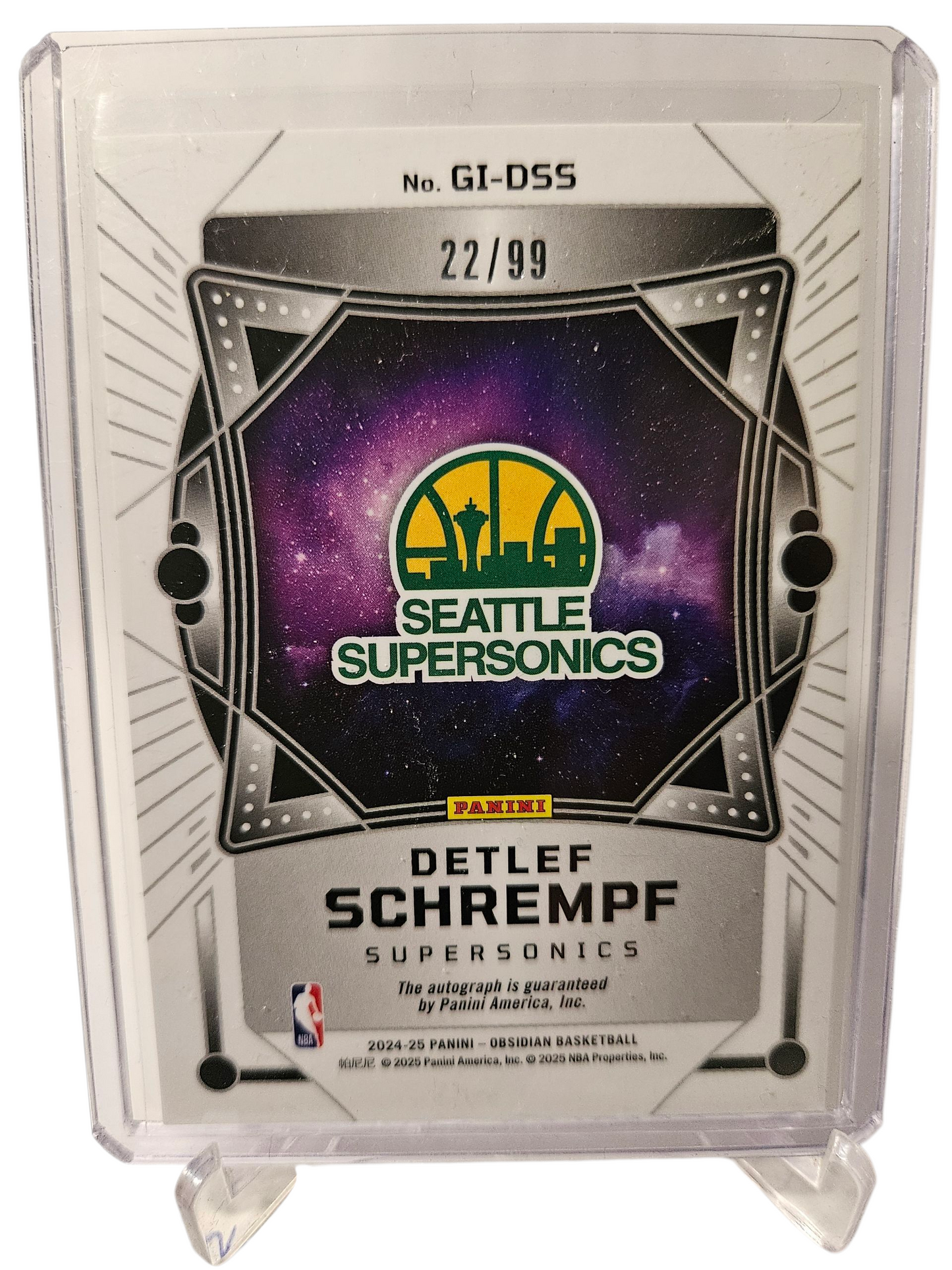 2024-24 Panini Obsidian #GI-DSS Detlef Schrempf Galaxy Ink Orange 22/99