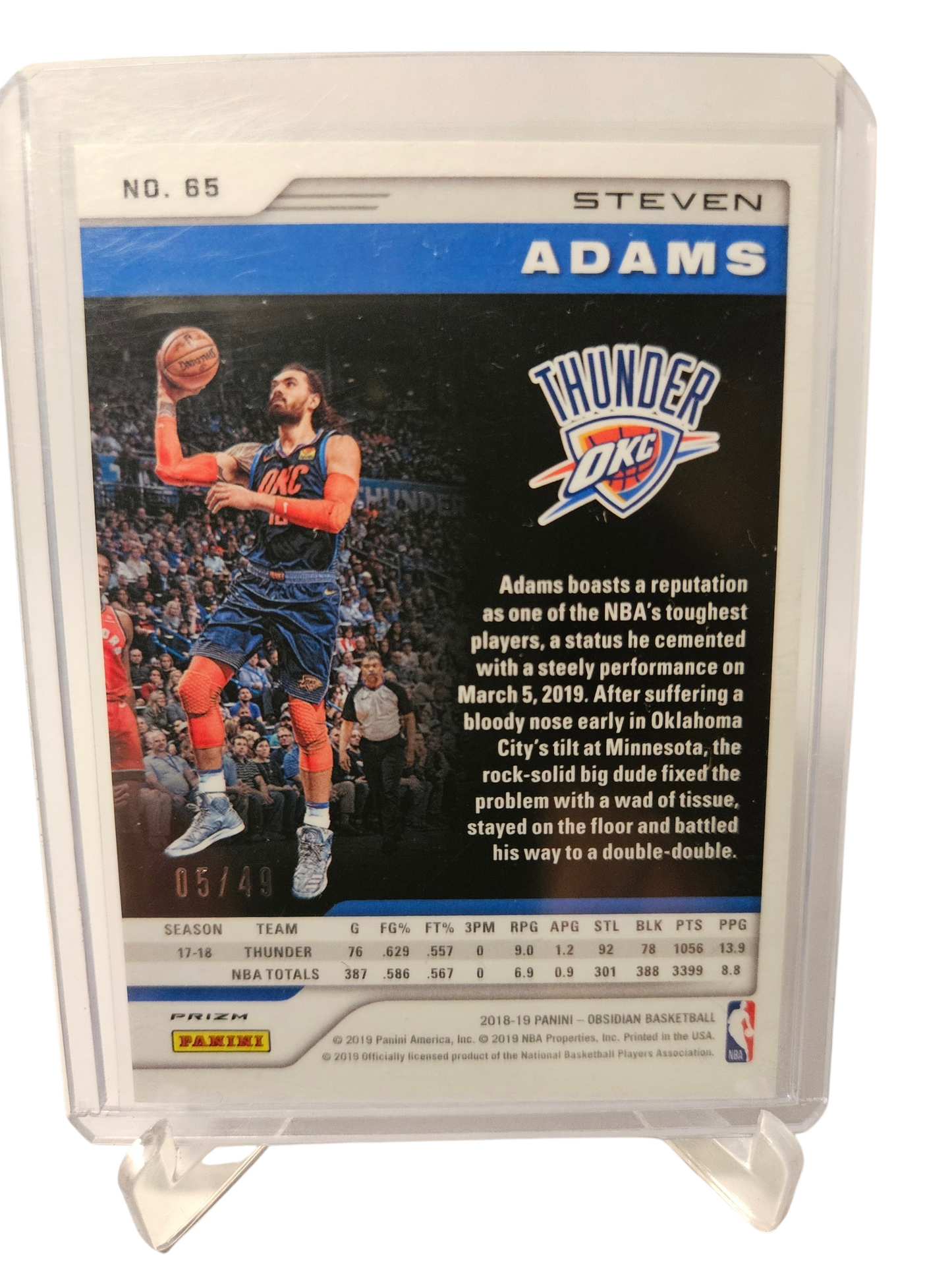 2018-19 Panini Obsidian #65 Steven Adams Purple Etch 05/49