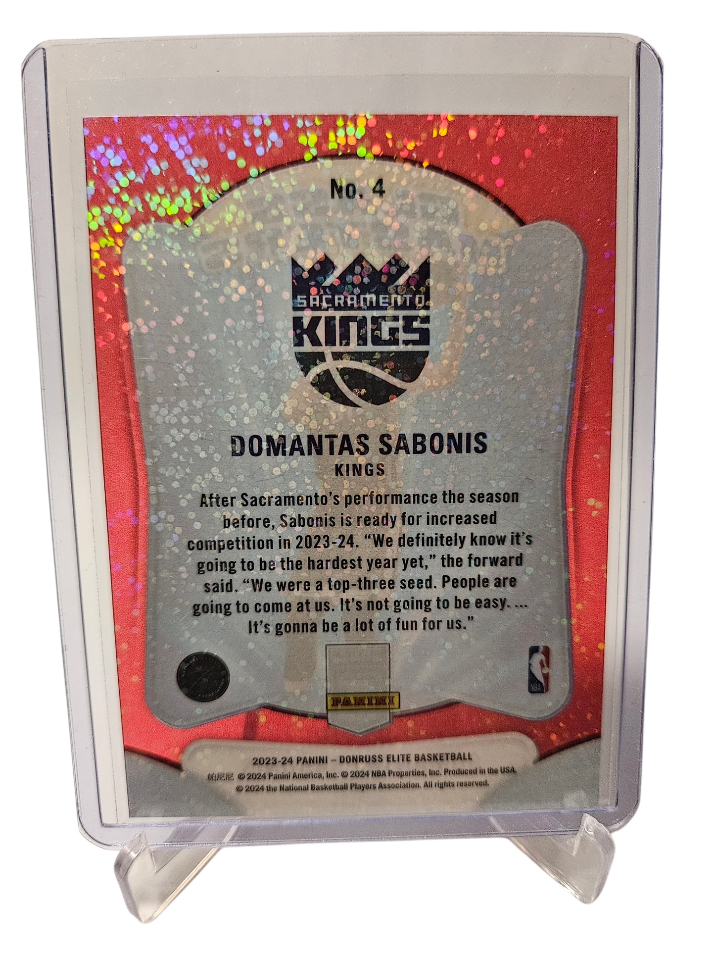 2023-24 Panini Donruss Elite #4 Domantas Sabonis Glass Master Red Glitter