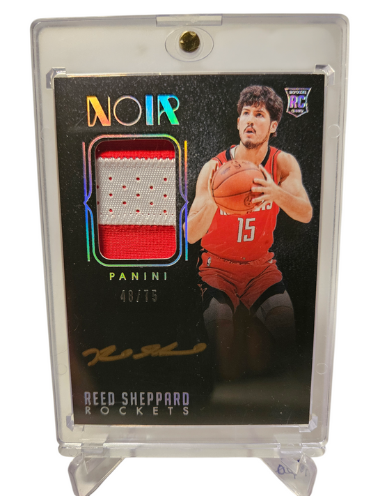 2024-25 Panini Noir #381 Reed Sheppard Rookie Card Patch On Card Autograph 48/75