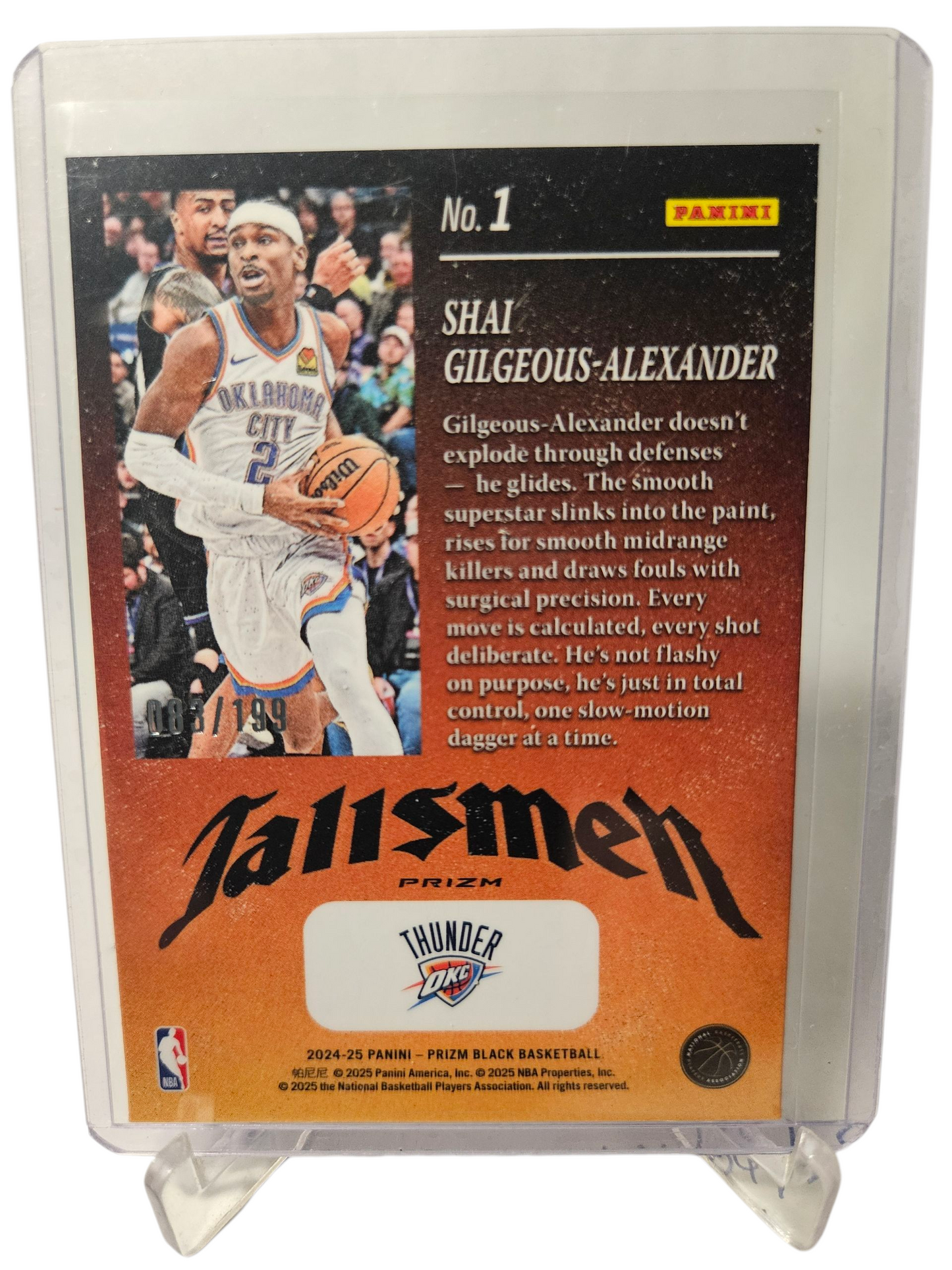 2024-25 Panini Prizm Black #1 Shai Gilgeous-Alexander Tallsman Blue Prizm 083/199