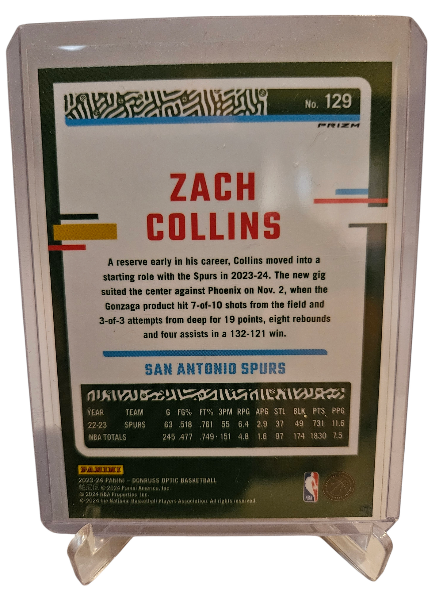 2023-24 Panini Donruss Optic #129 Zach Collins Red Scope Prizm