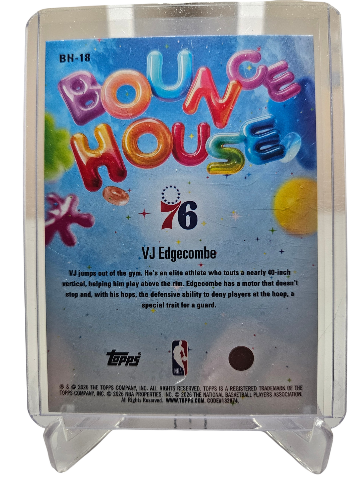 2025-26 Topps Hoops #BH-18 VJ Edgecombe Rookie Card Bounce House