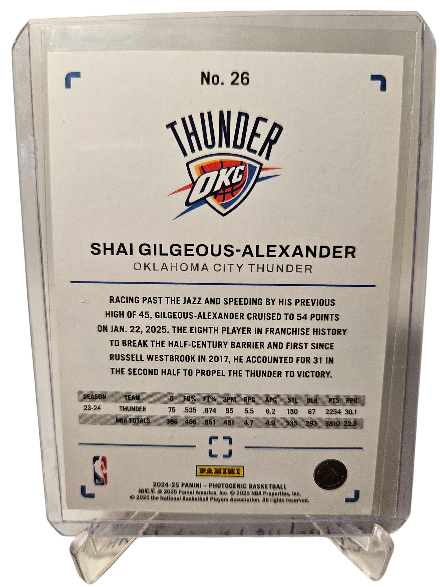 2024-25 Panini Photogenic #26 Shai Gilgeous-Alexander
