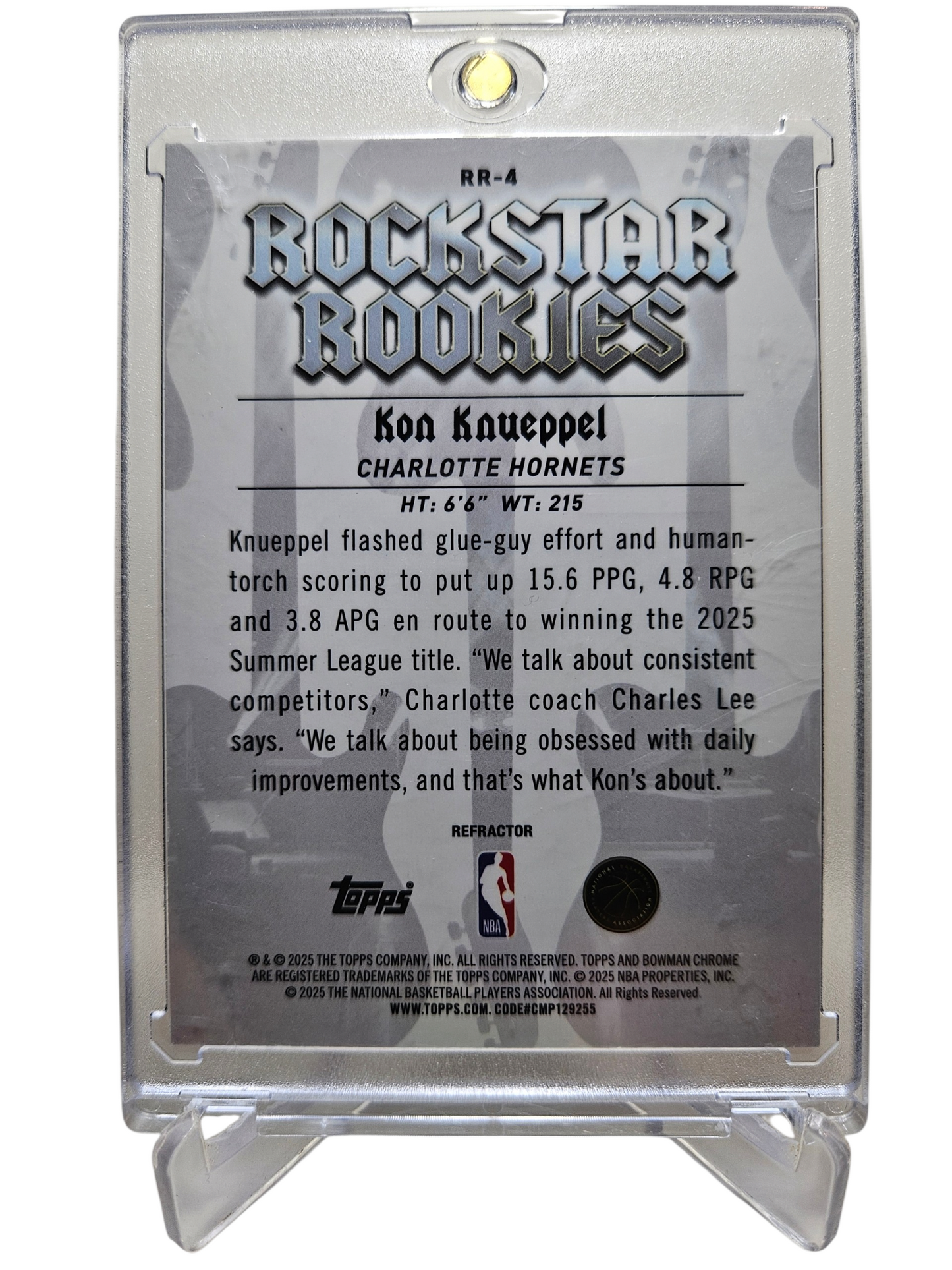 2025 Topps Bowmann Chrome #RR-4 Kon Knueppel Rookie Card Rockstar rookies Refractor