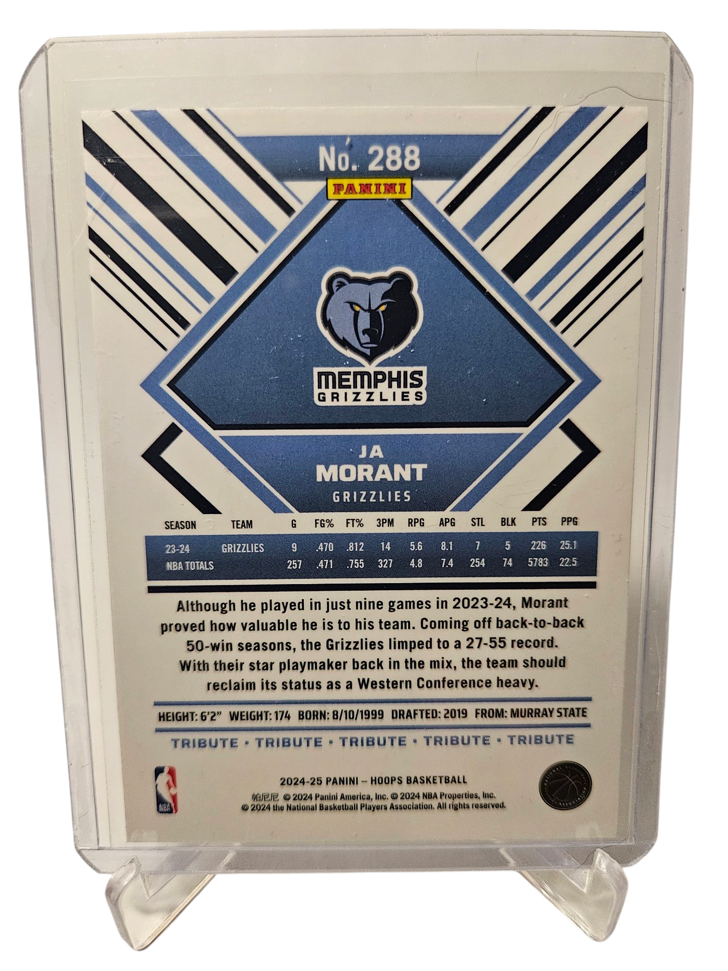 2024-25 Panini Hoops #288 JA Morant Tribute Premium