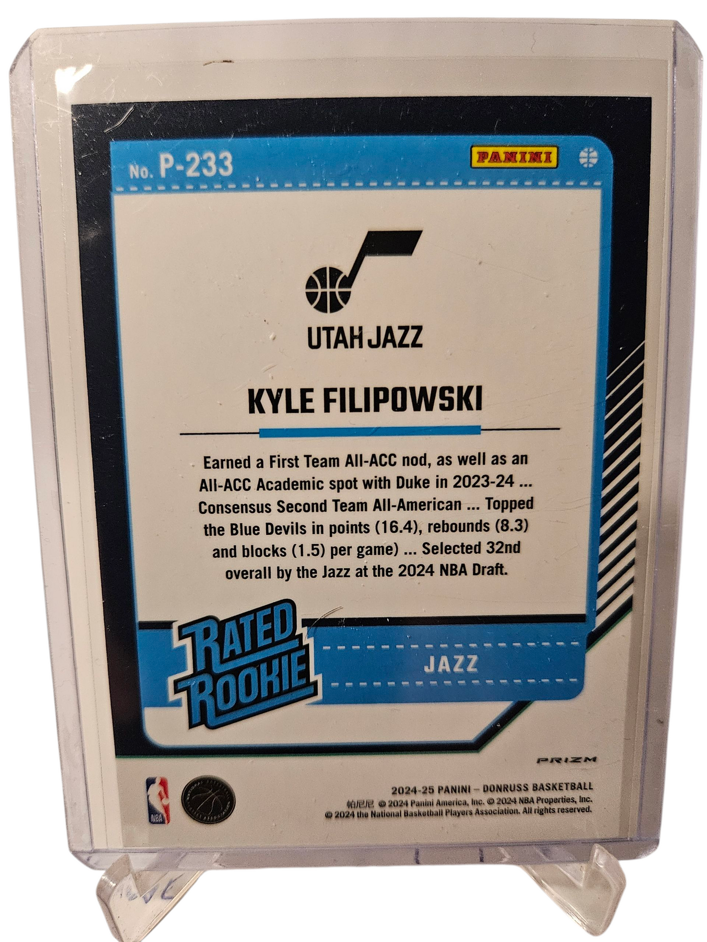 2024-25 Panini Donruss Optic #233 Kyle Filipowski Rated Rookie Optic Silver Holo
