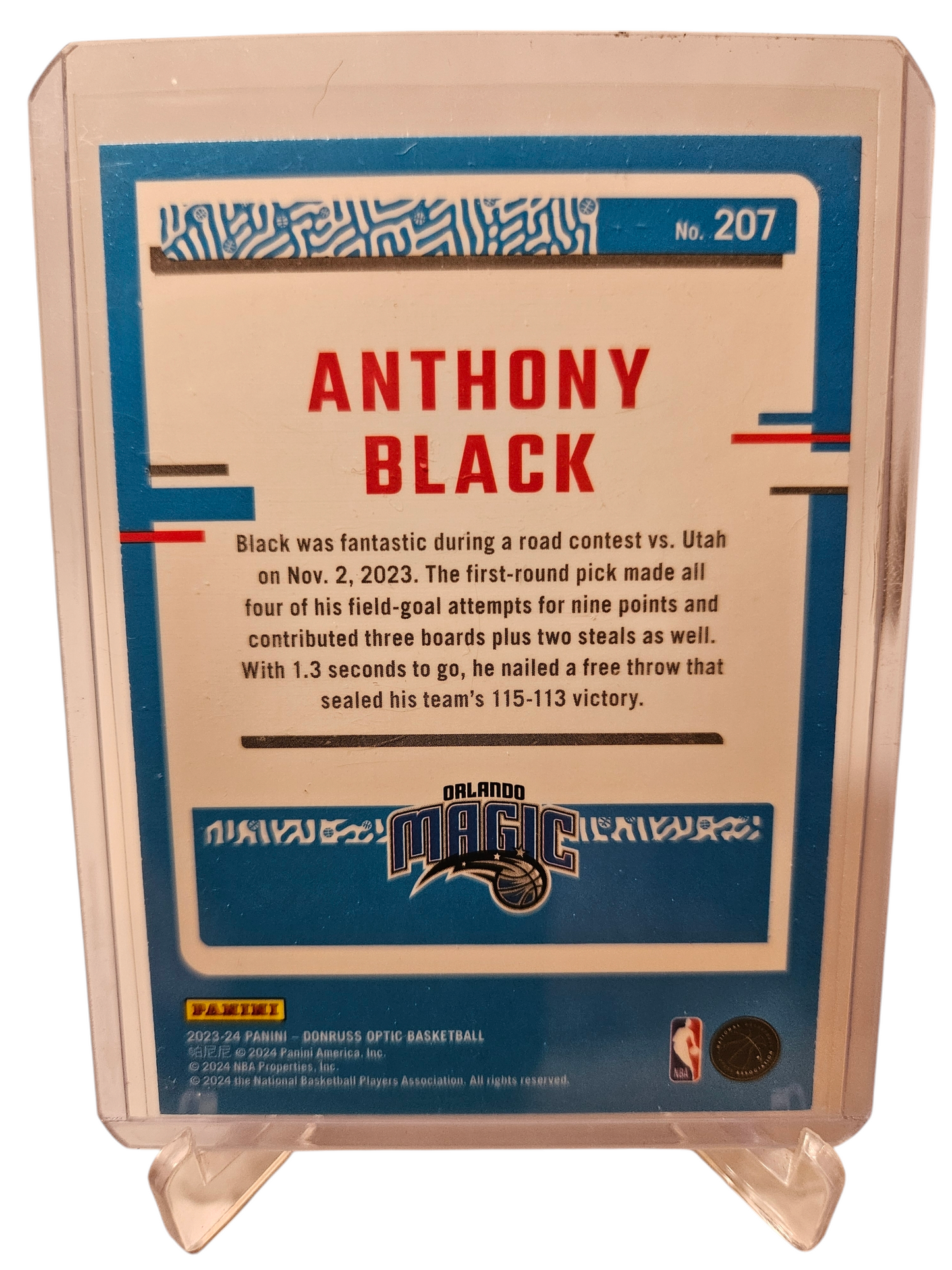 2023-24 Panini Donruss Optic #207 Anthony Black Rookie Card