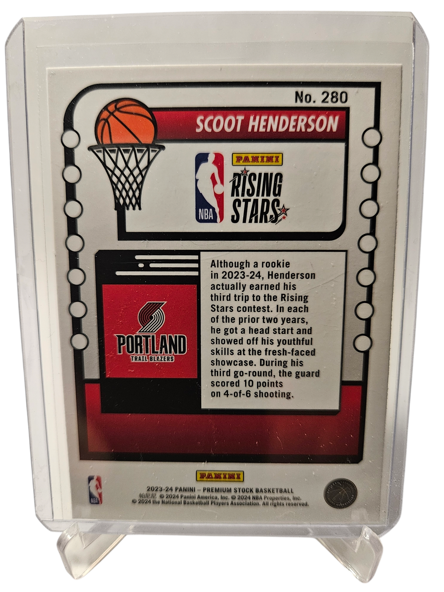 2023-24 Panini Hoops Premium Stock #280 Scoot Henderson Rookie Card Rising Stars